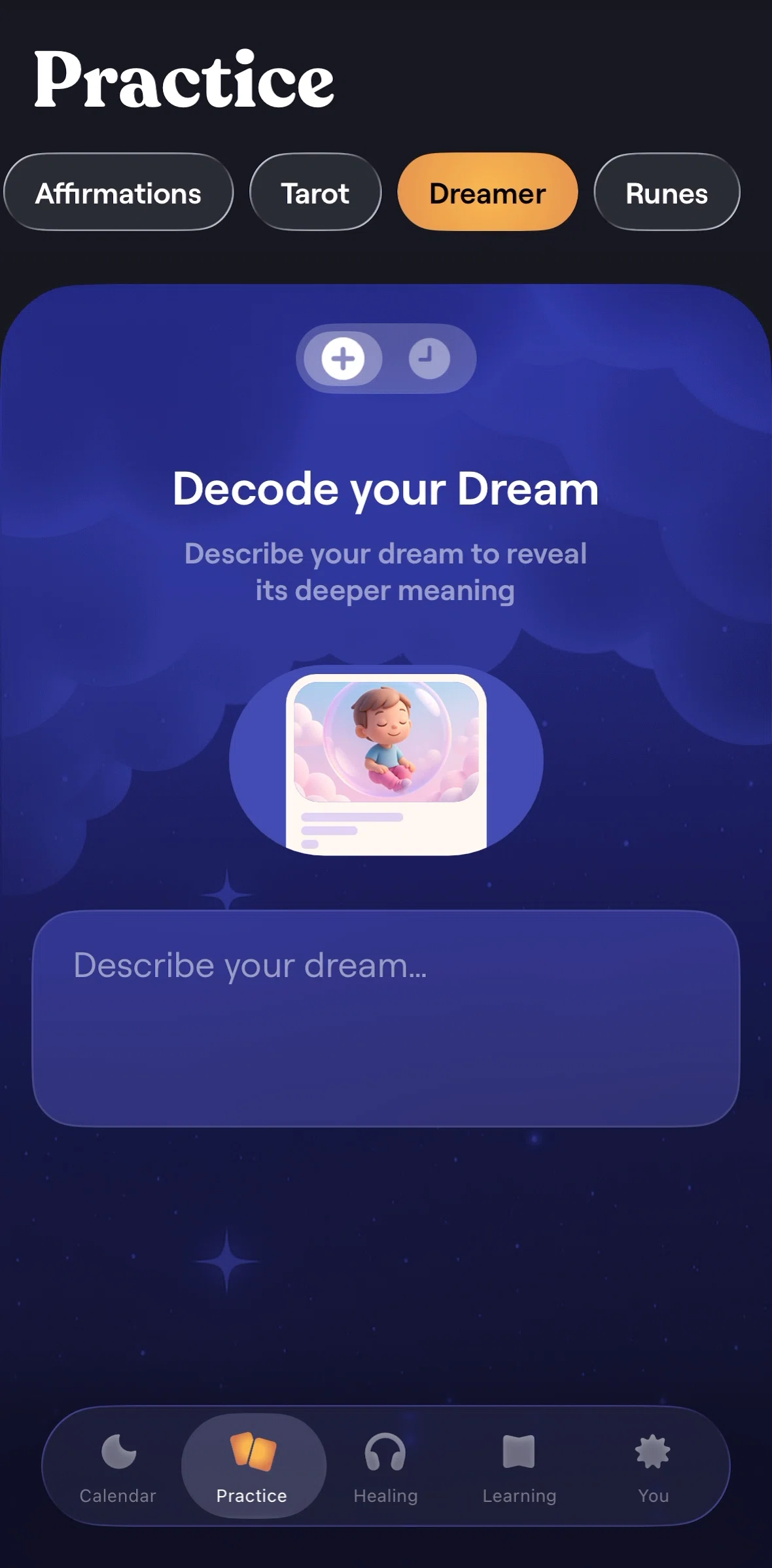 Moonly Screen screen in the Decoding a dream flow