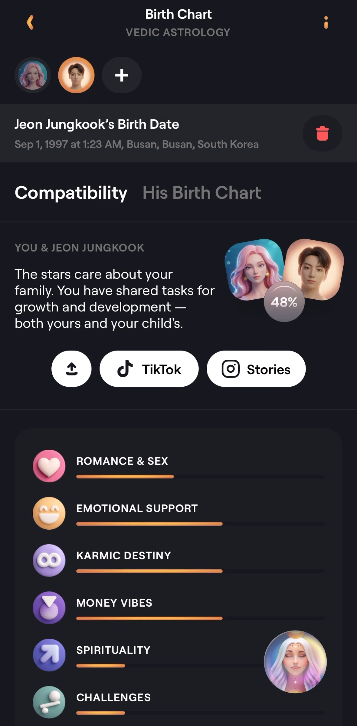 Moonly Screen screen in the Deleting birth date flow