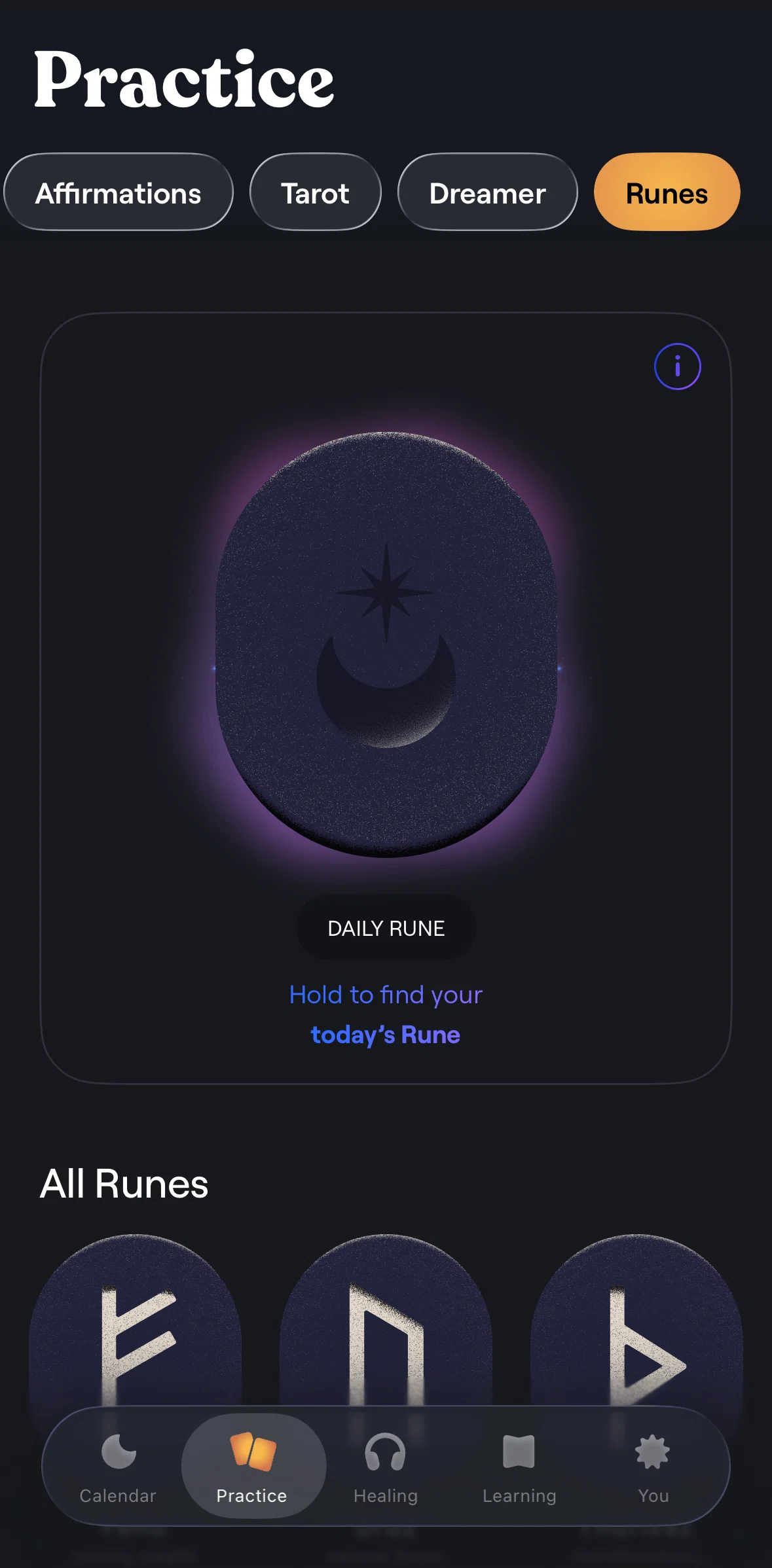 Moonly Screen screen in the Runes flow