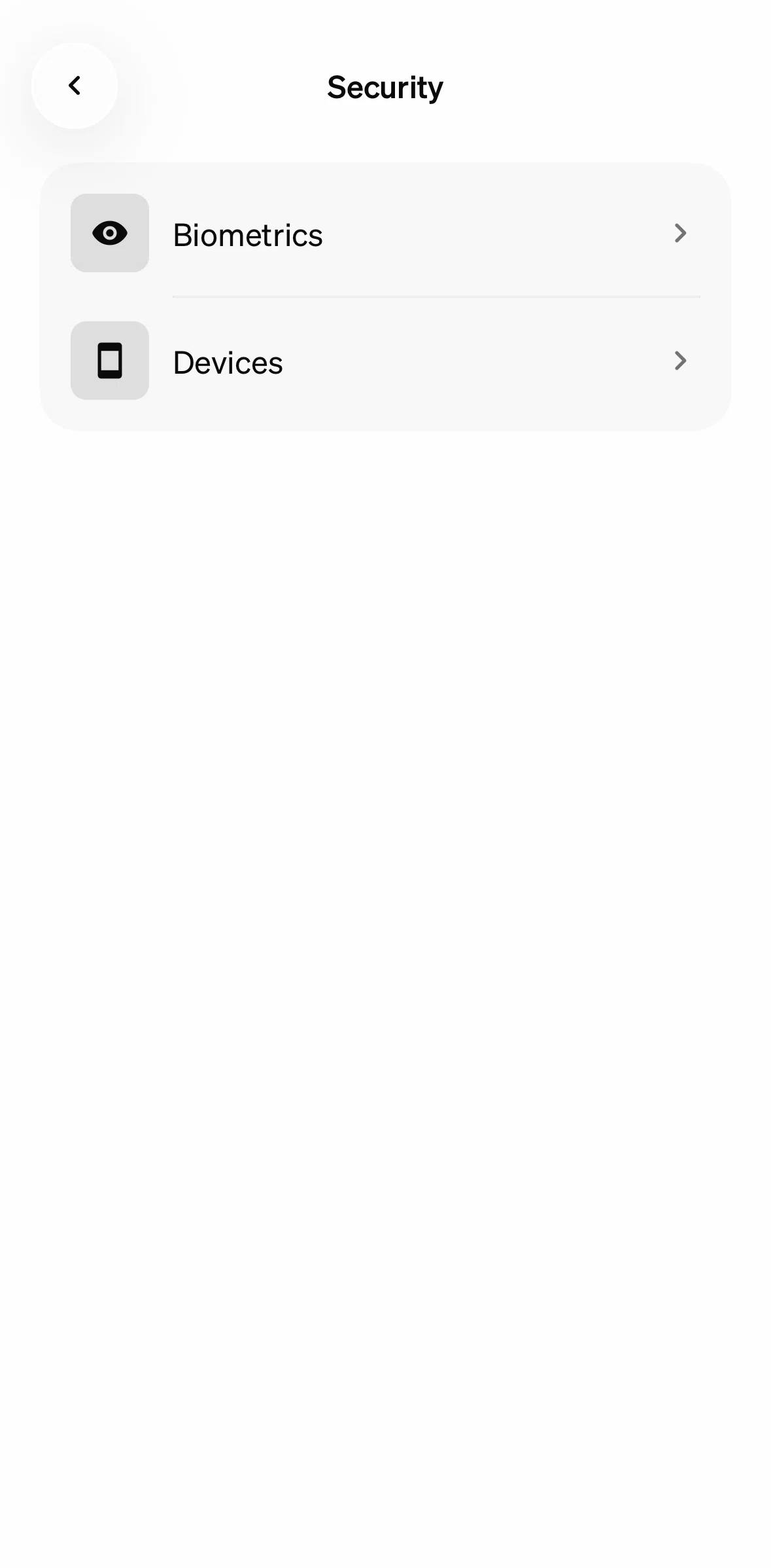 MoonPay Screen screen in the Changing biometrics setting flow