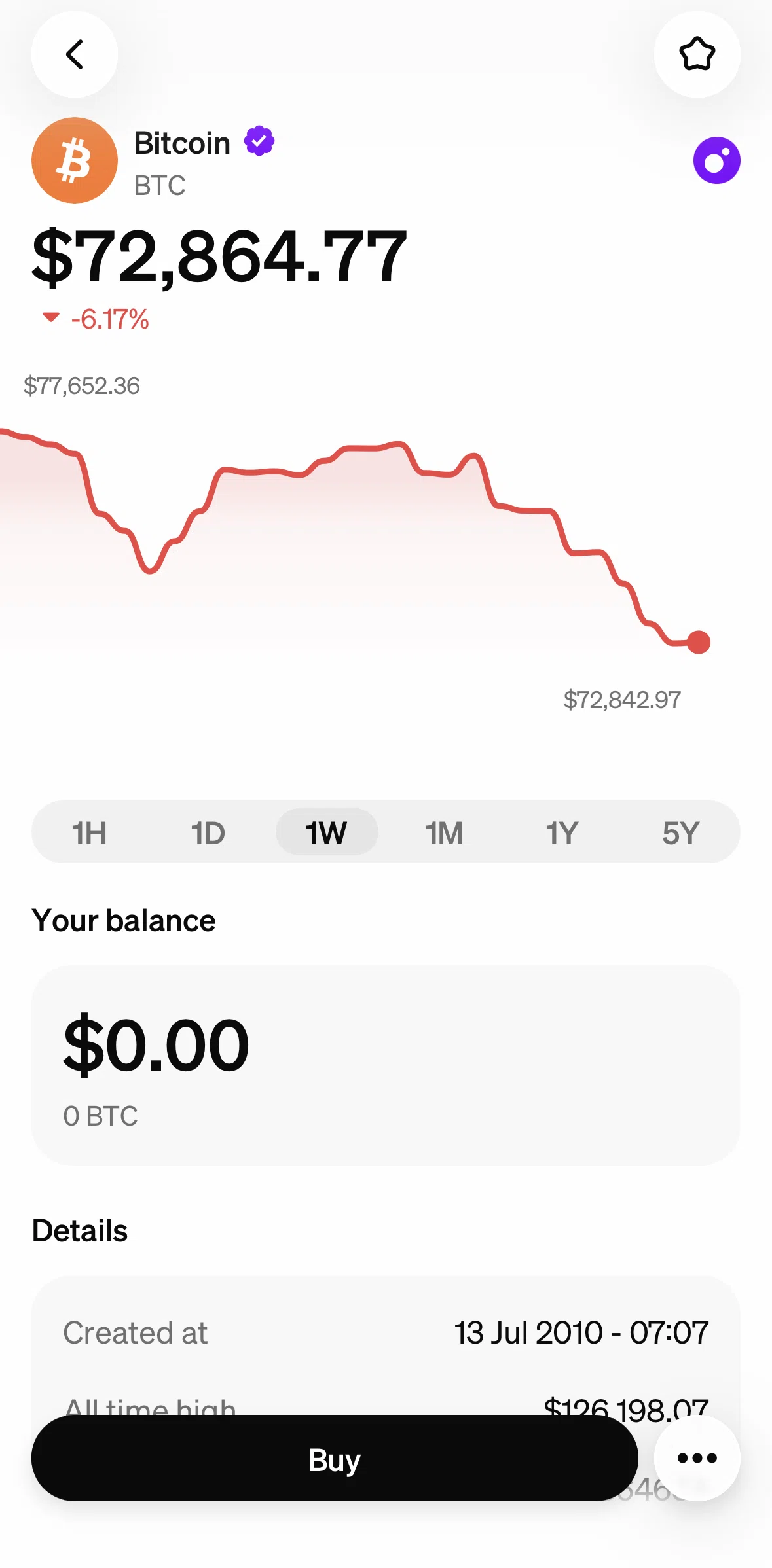 MoonPay Screen screen in the Convert a coin flow