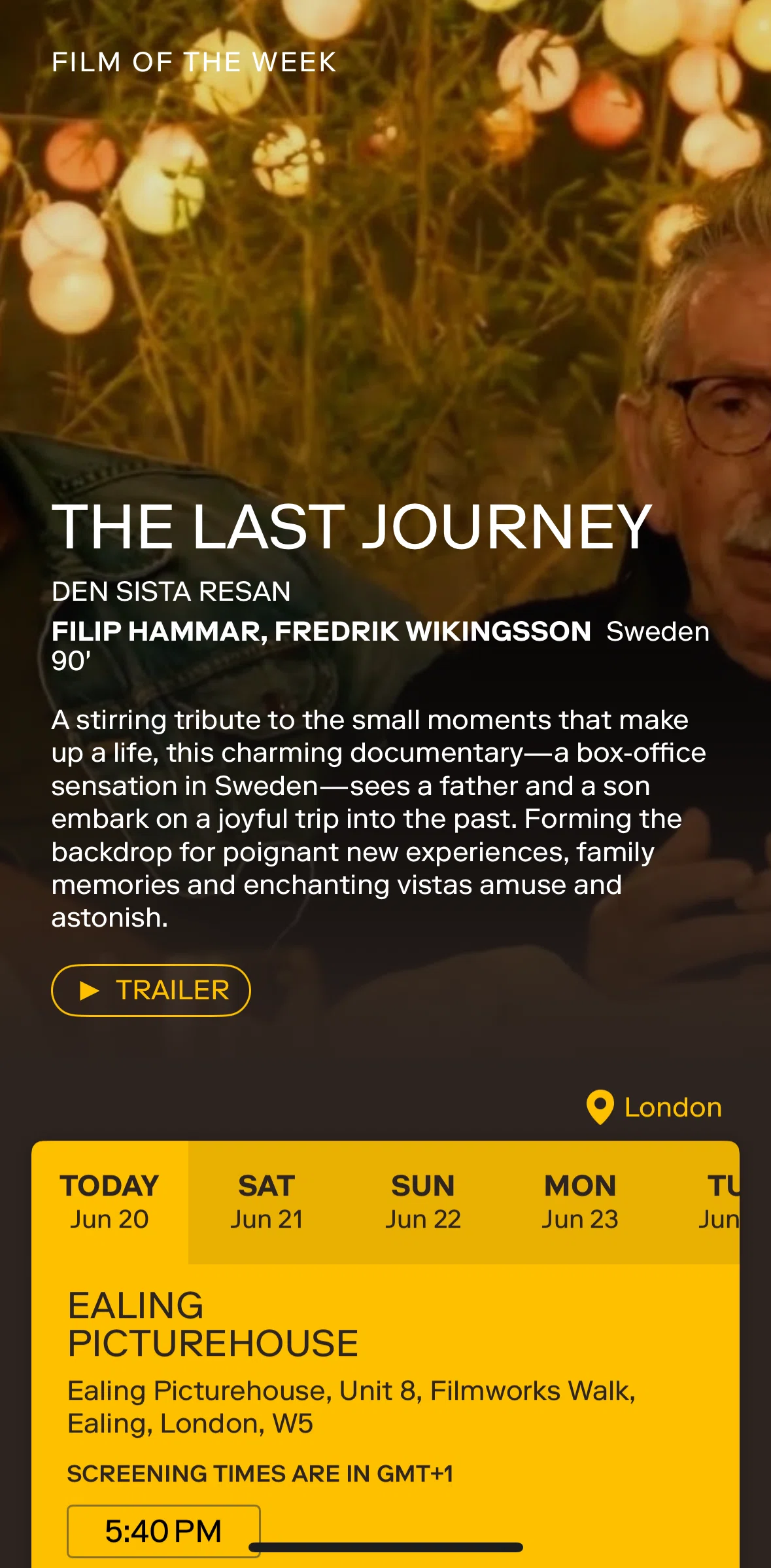 MUBI GO Screen screen in the Changing location flow