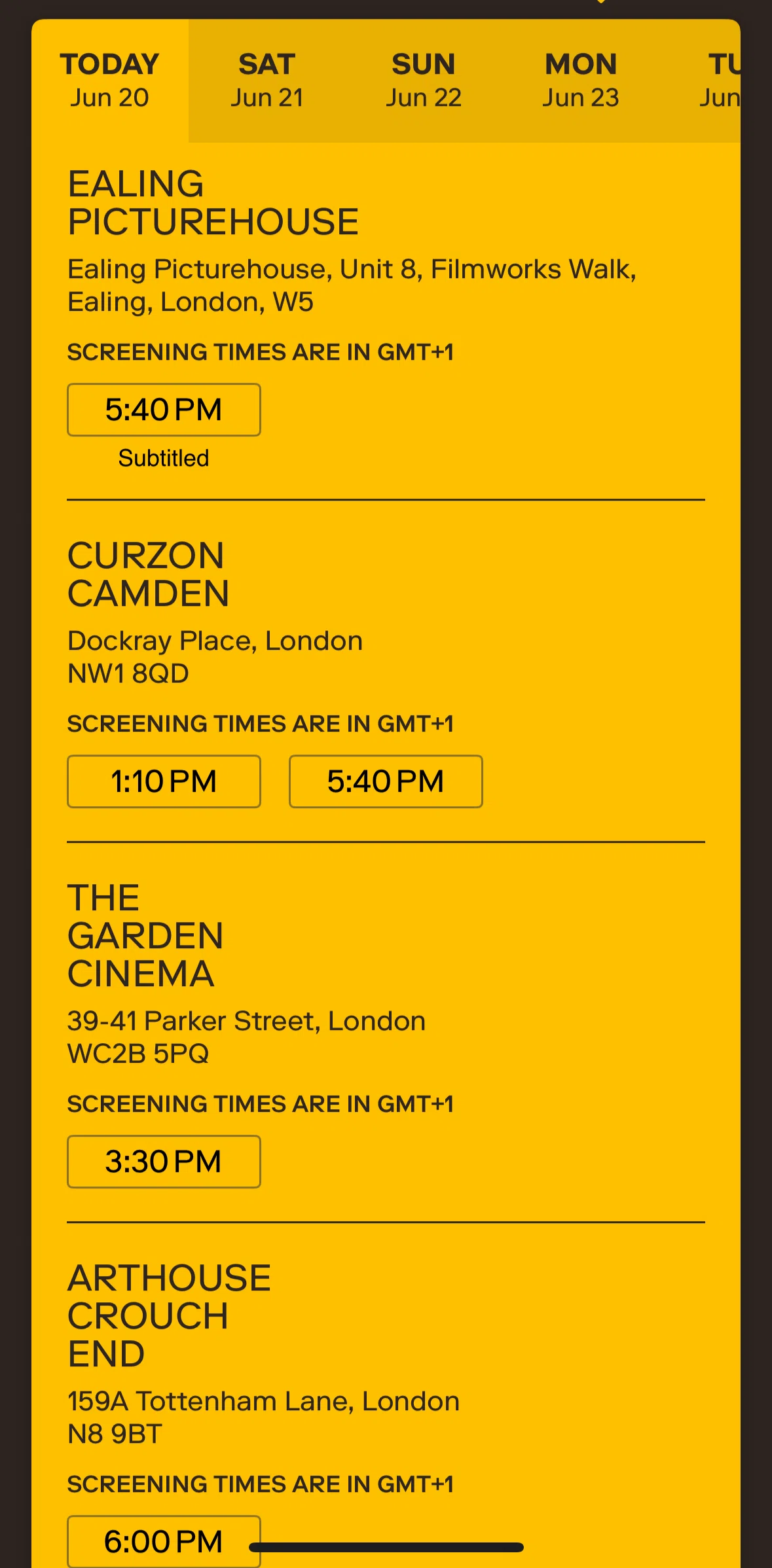 MUBI GO Screen screen in the Screening detail flow