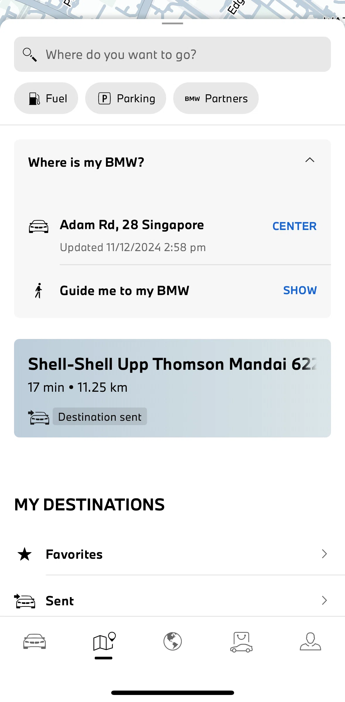 My BMW Screen screen in the Guide me to my BMW flow