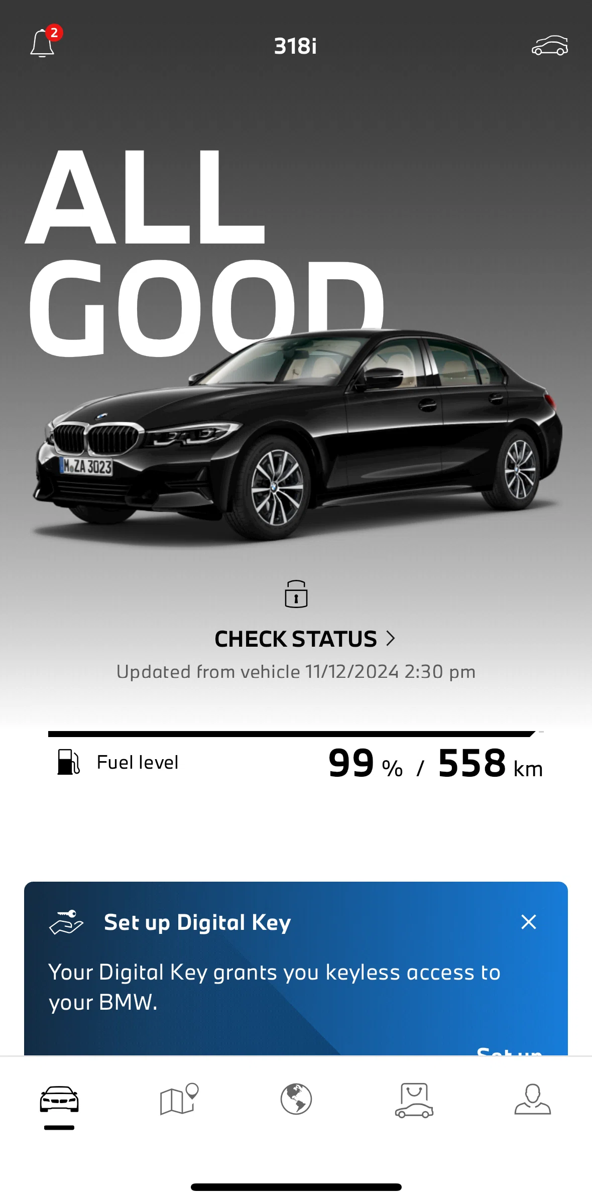 My BMW Screen screen in the Home flow