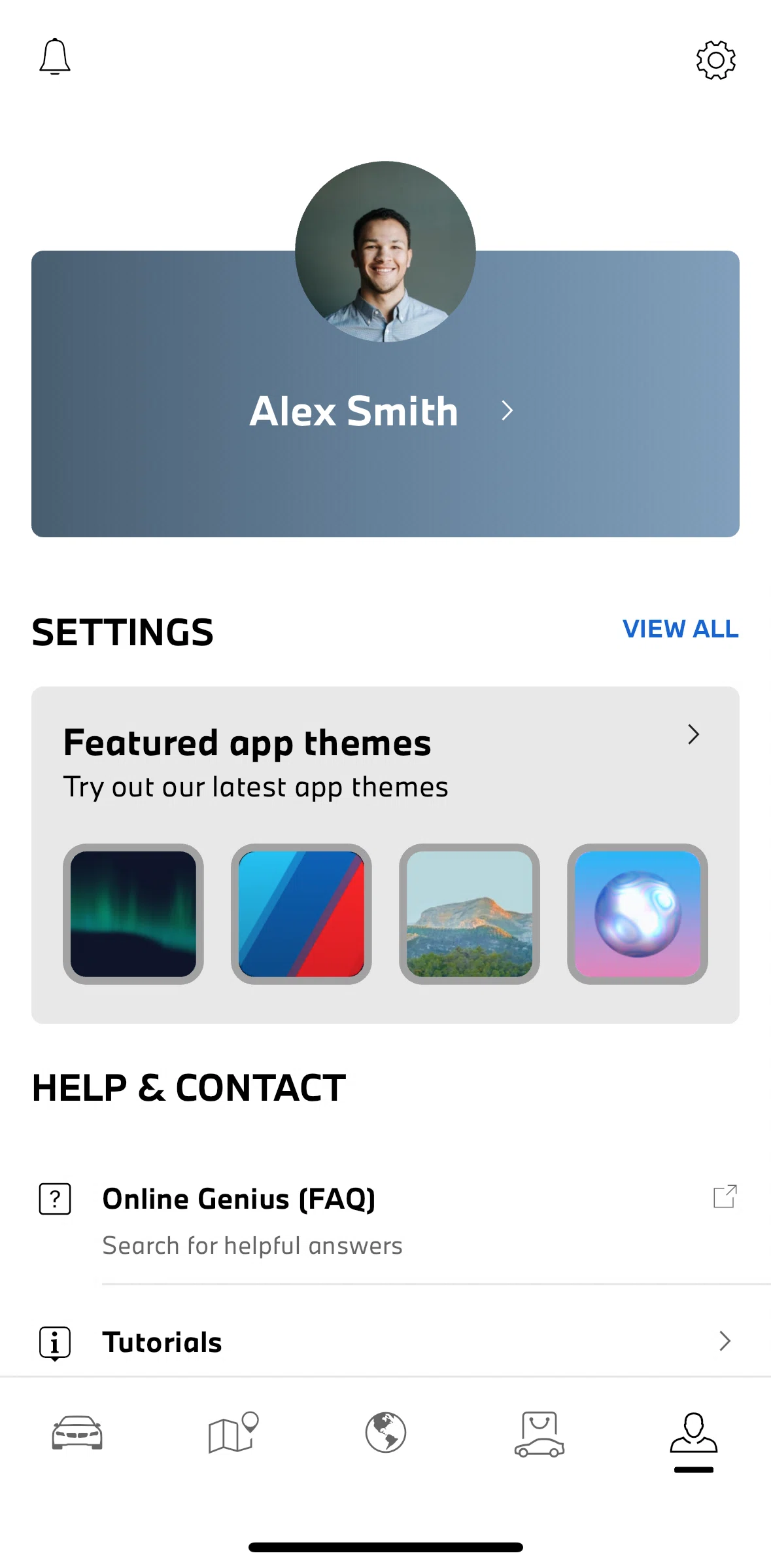 My BMW Screen screen in the Profile data flow