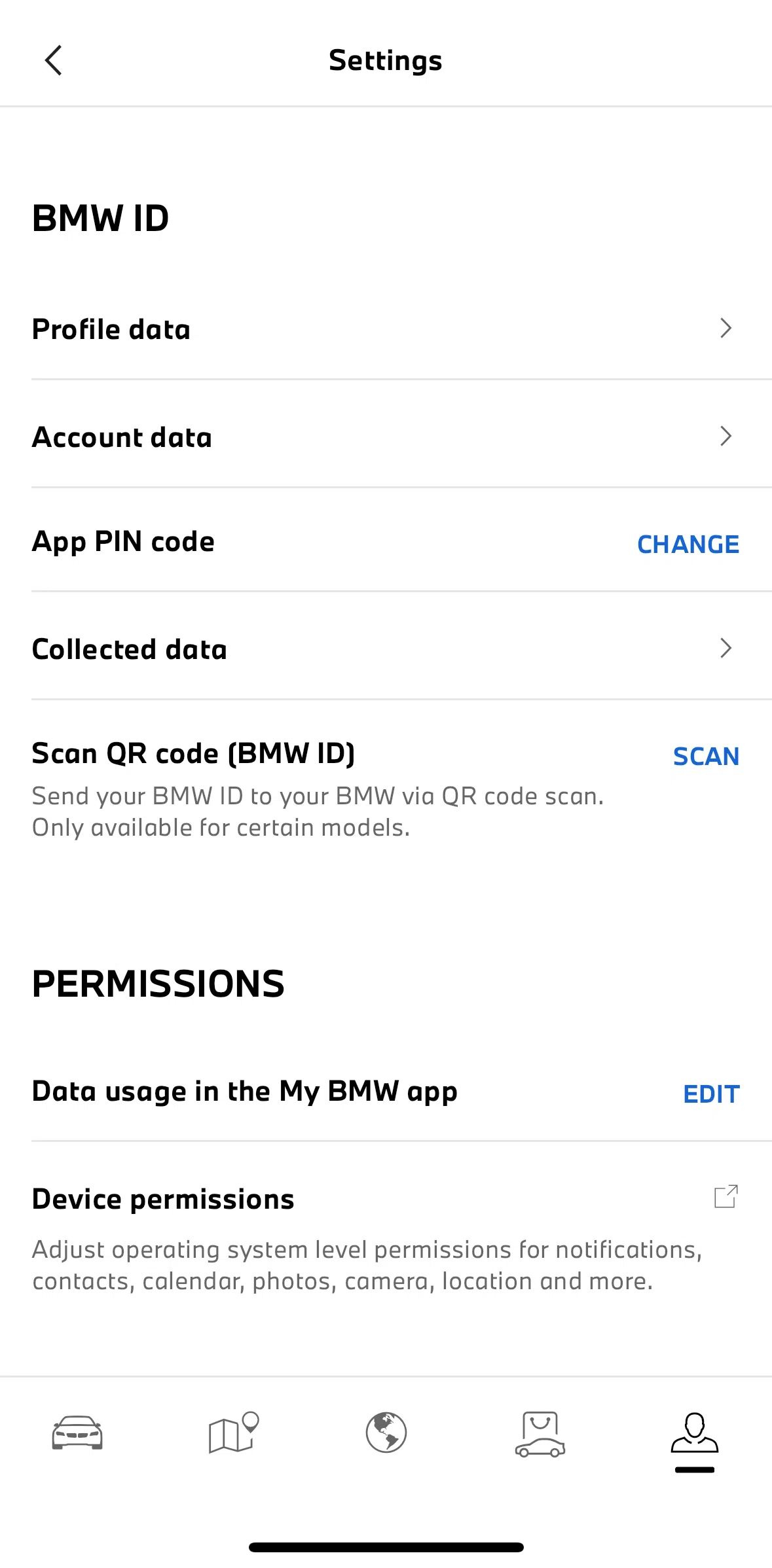 My BMW Screen screen in the Scan QR code flow