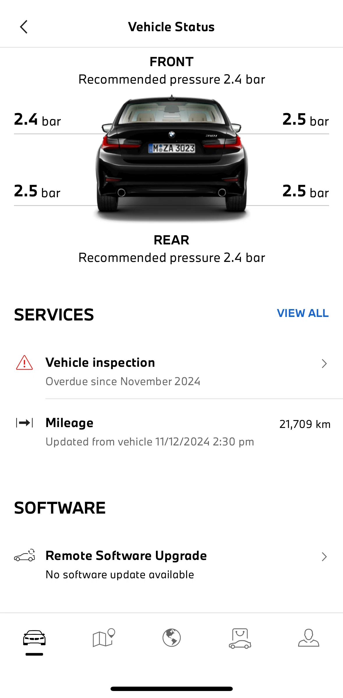 My BMW Screen screen in the Services flow