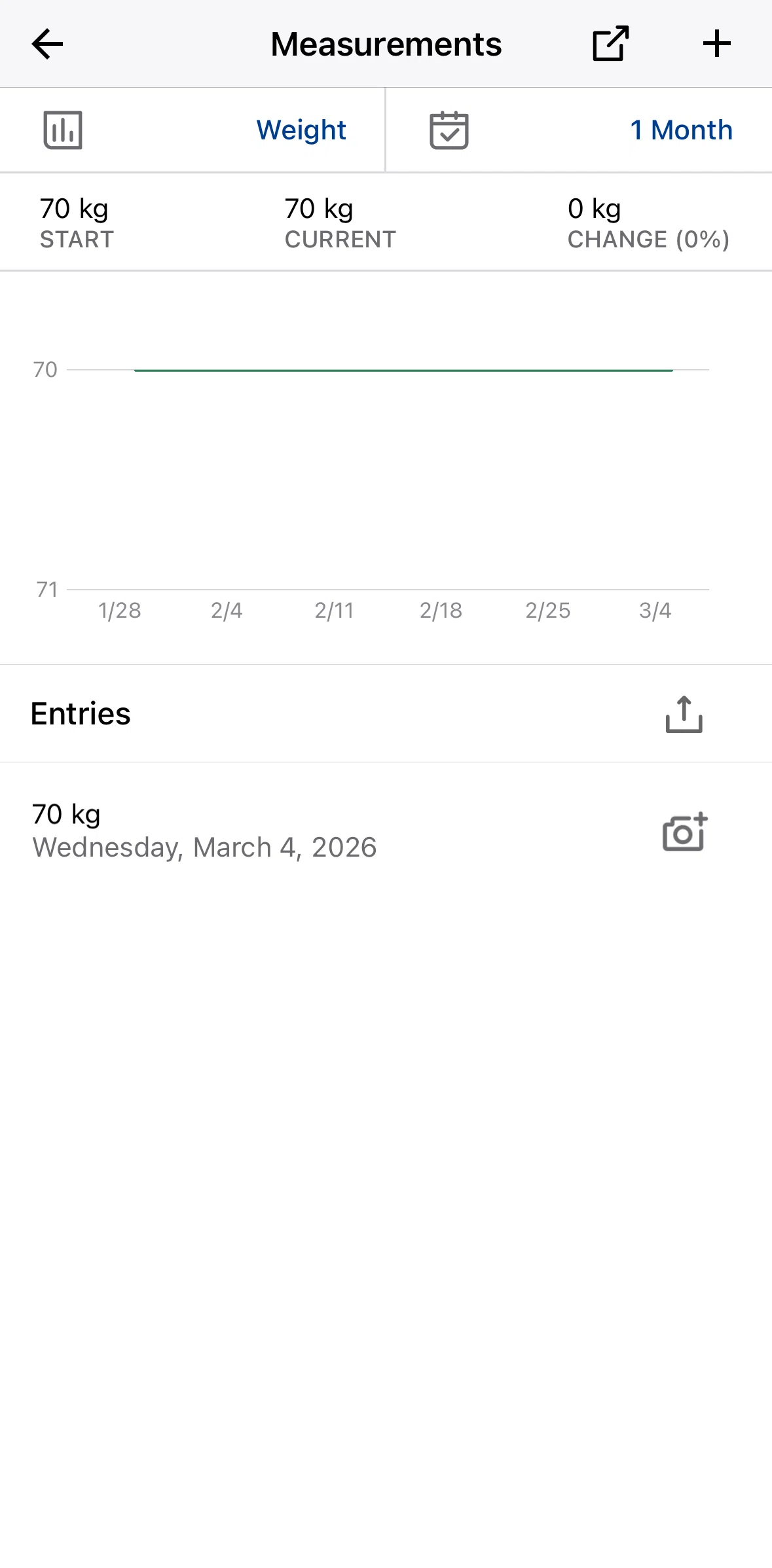 My Fitness Pal Screen 1 screen in the Adding a weight flow