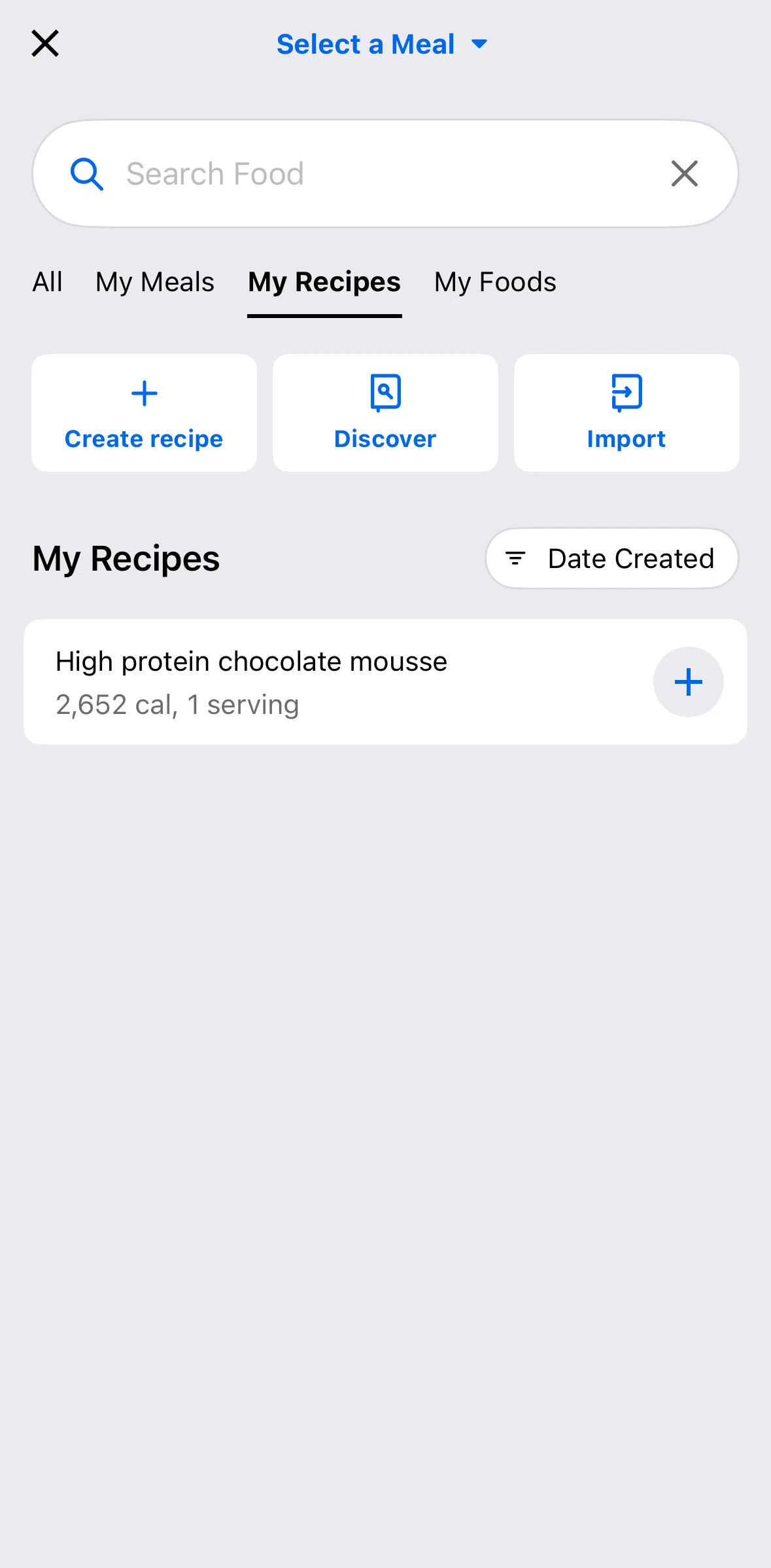 My Fitness Pal Screen 1 screen in the Discover flow