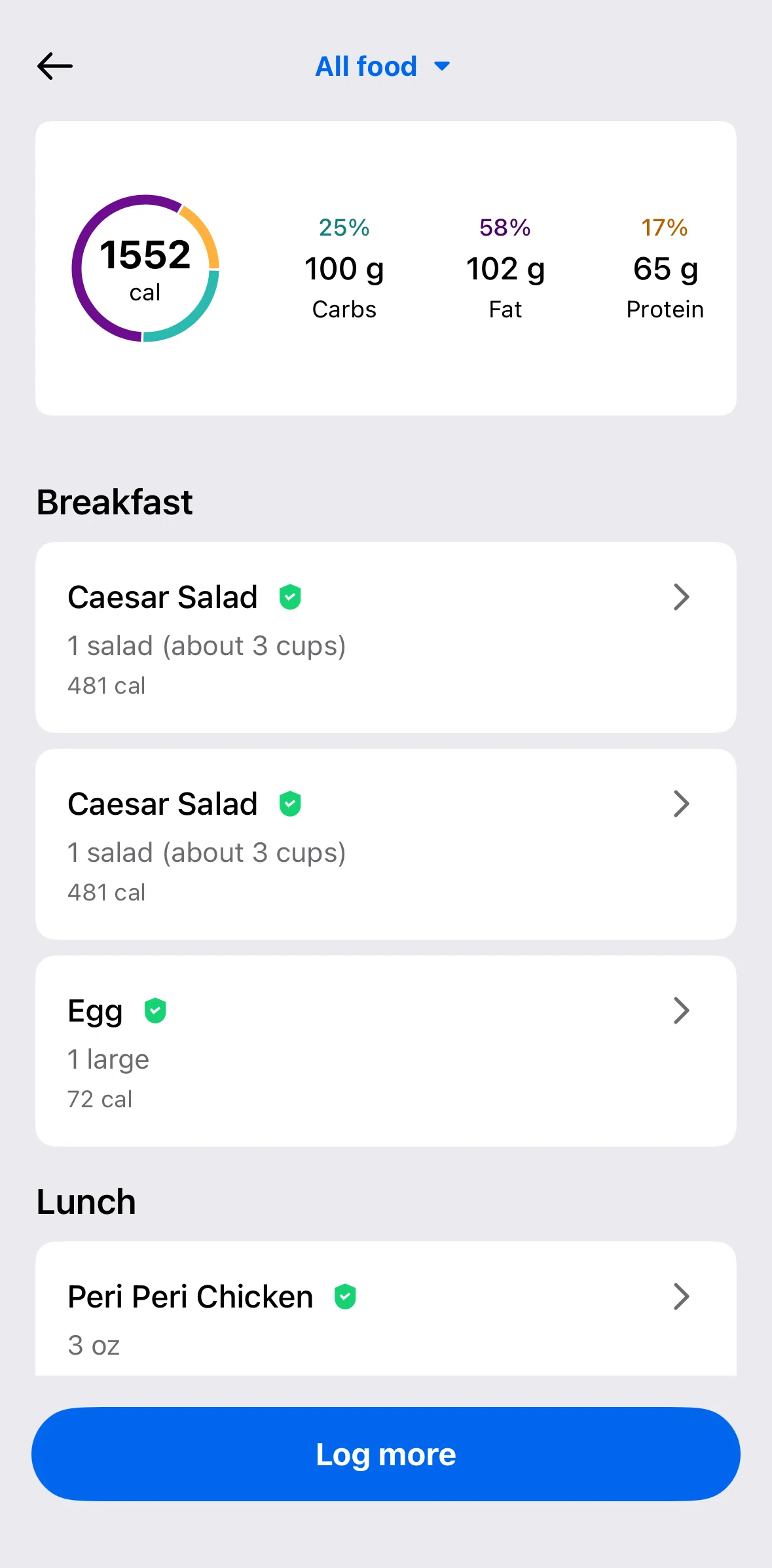 My Fitness Pal Screen 1 screen in the Editing number of servings flow