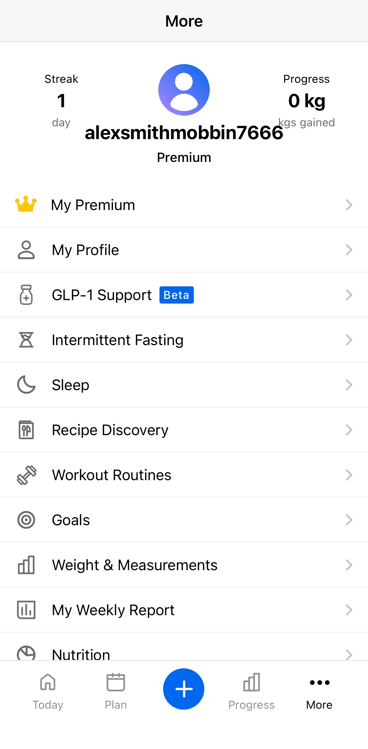 My Fitness Pal Screen 1 screen in the Editing profile flow
