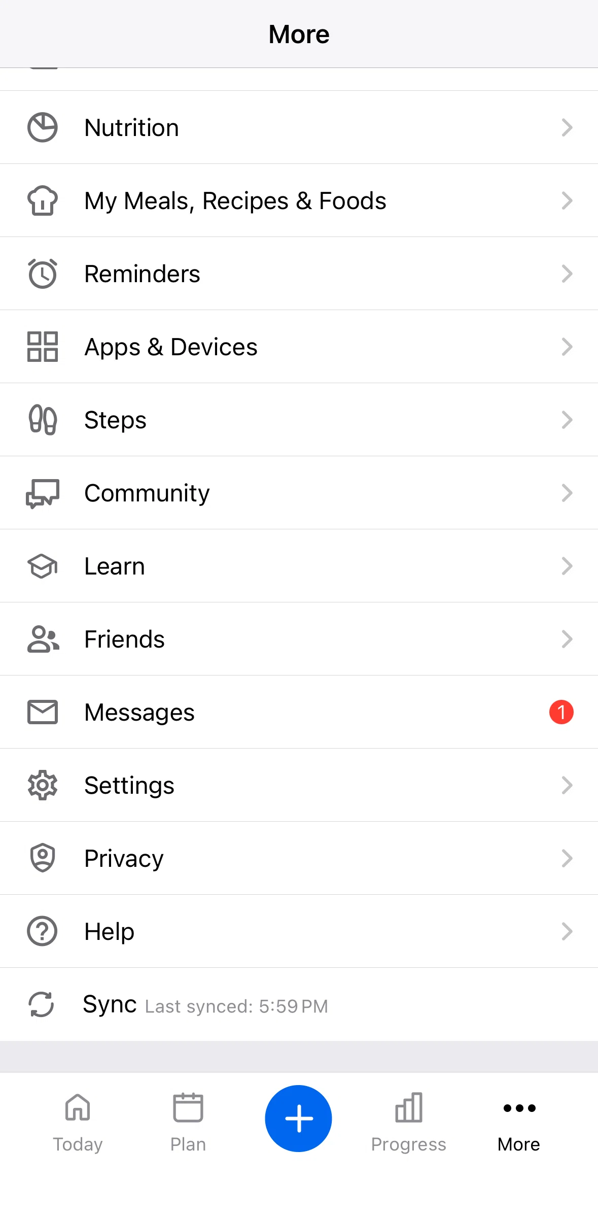My Fitness Pal Screen 1 screen in the Friends flow
