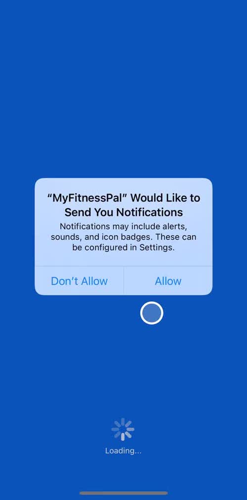 My Fitness Pal Enable notifications screen in the Onboarding flow