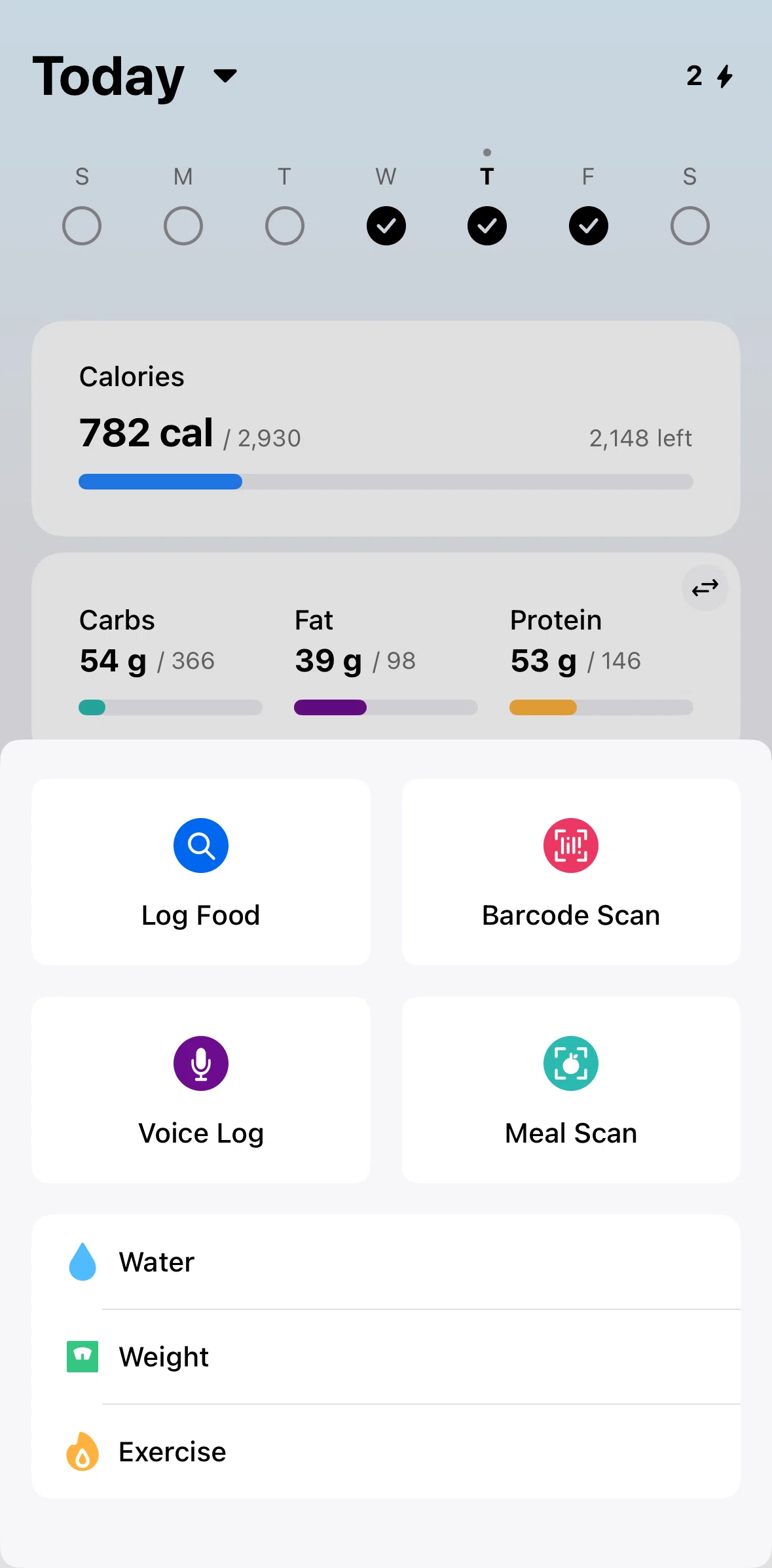 My Fitness Pal Screen 1 screen in the Scanning a meal flow