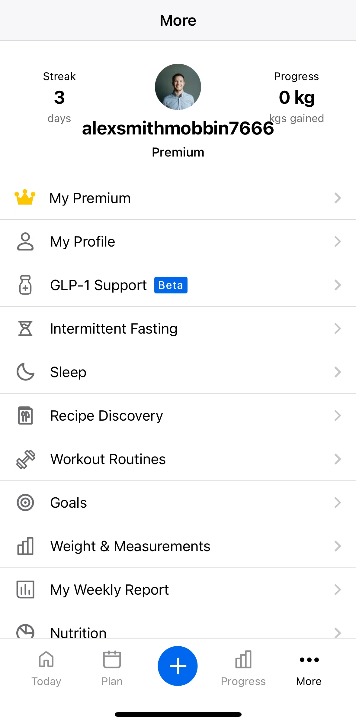 My Fitness Pal Screen 1 screen in the Starting GLP-1 support flow