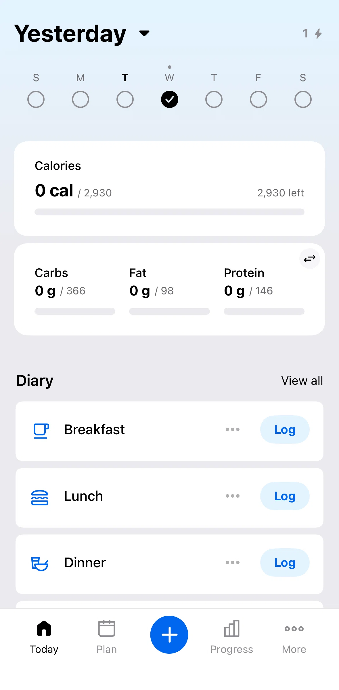 My Fitness Pal Screen 1 screen in the Today flow