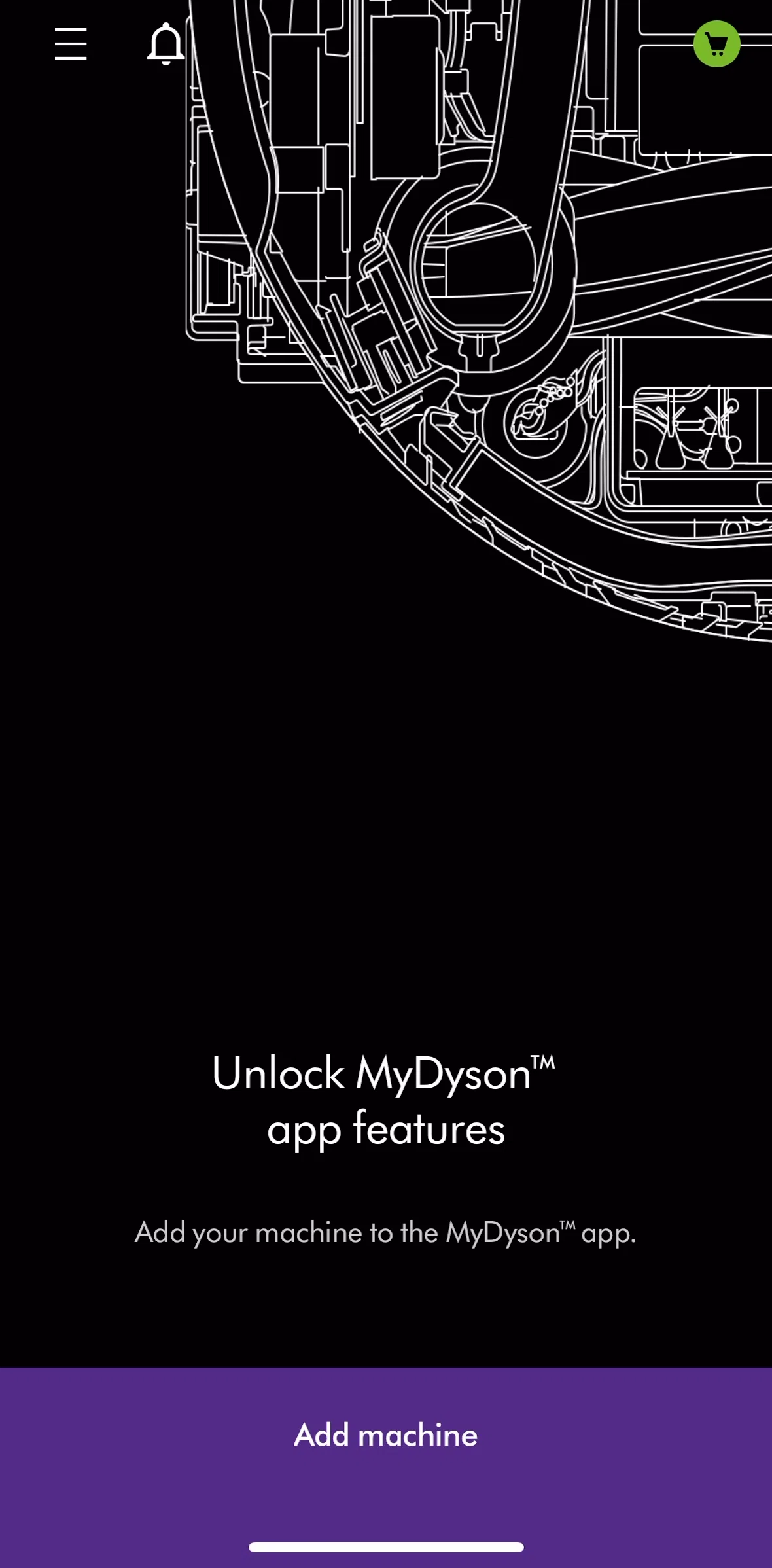 MyDyson Screen screen in the Adding a product flow
