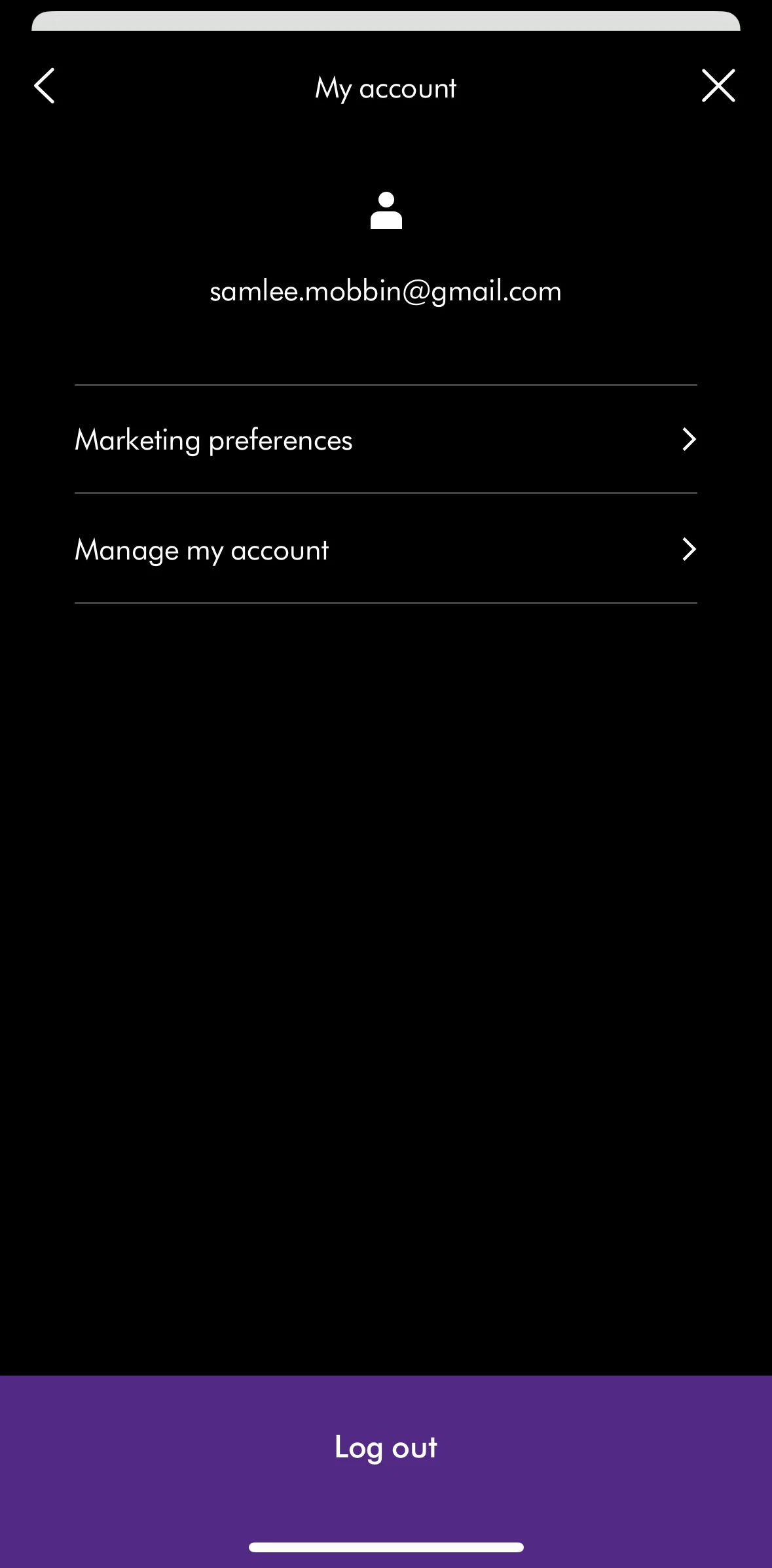 MyDyson Screen screen in the Editing marketing preferences flow