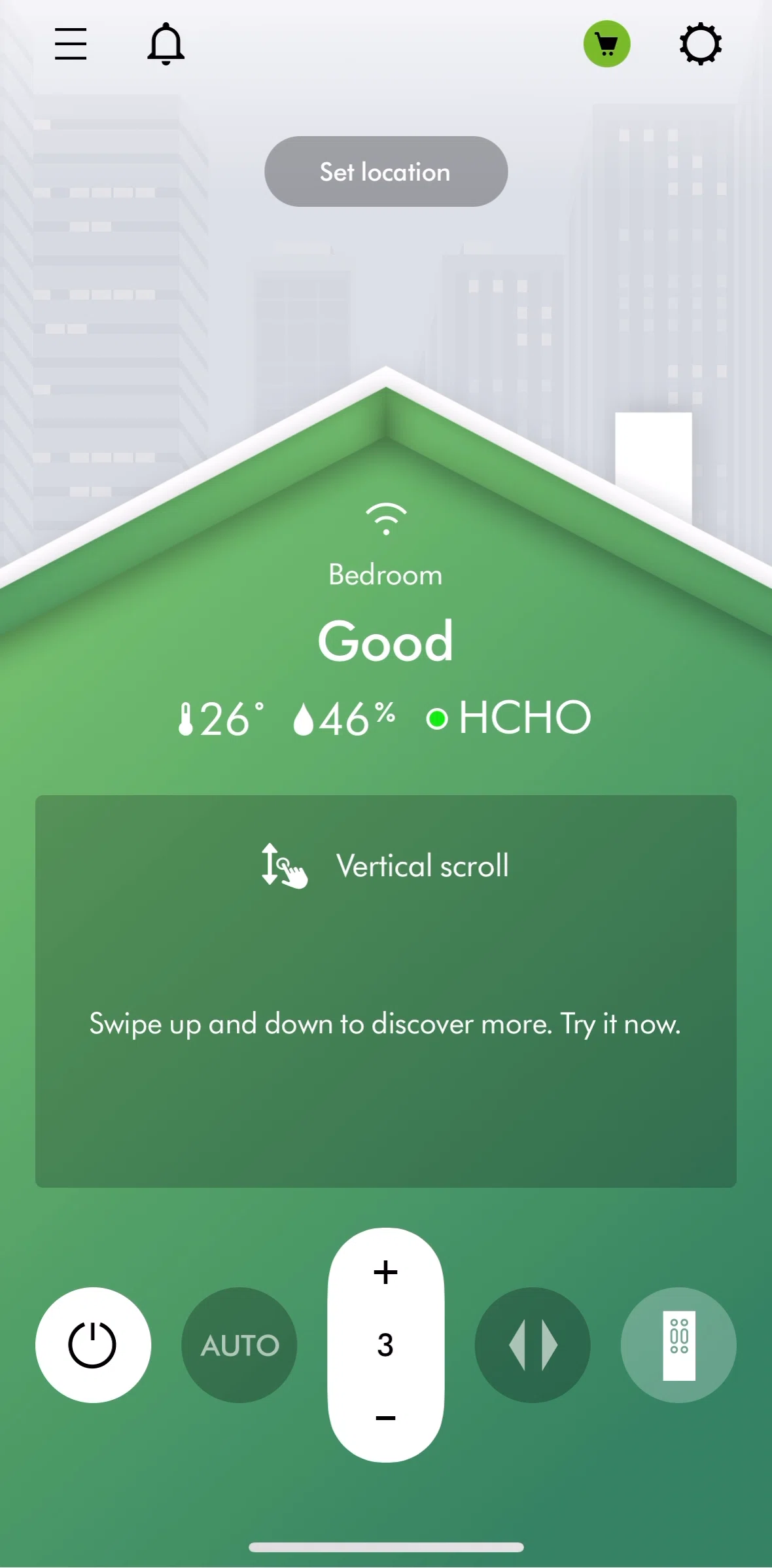 MyDyson Screen screen in the Home (air purifier) flow