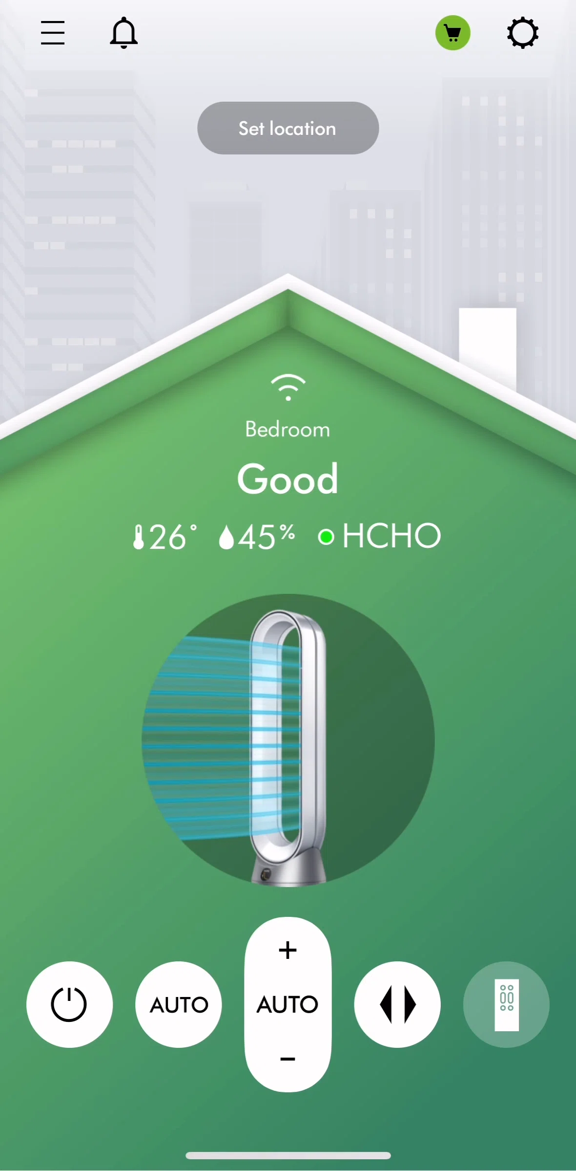 MyDyson Screen screen in the Setting a location flow