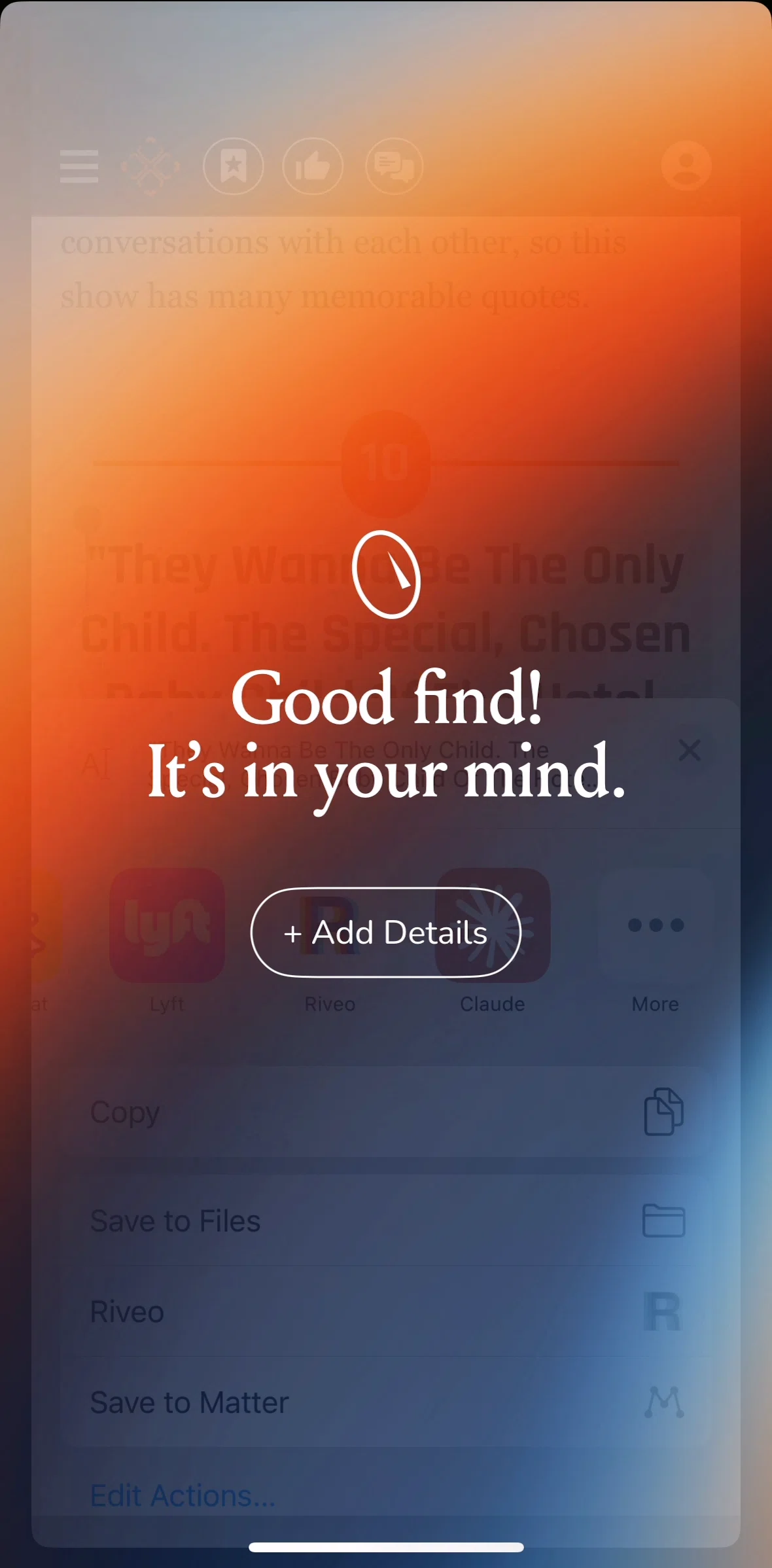 mymind Screen screen in the Add details flow