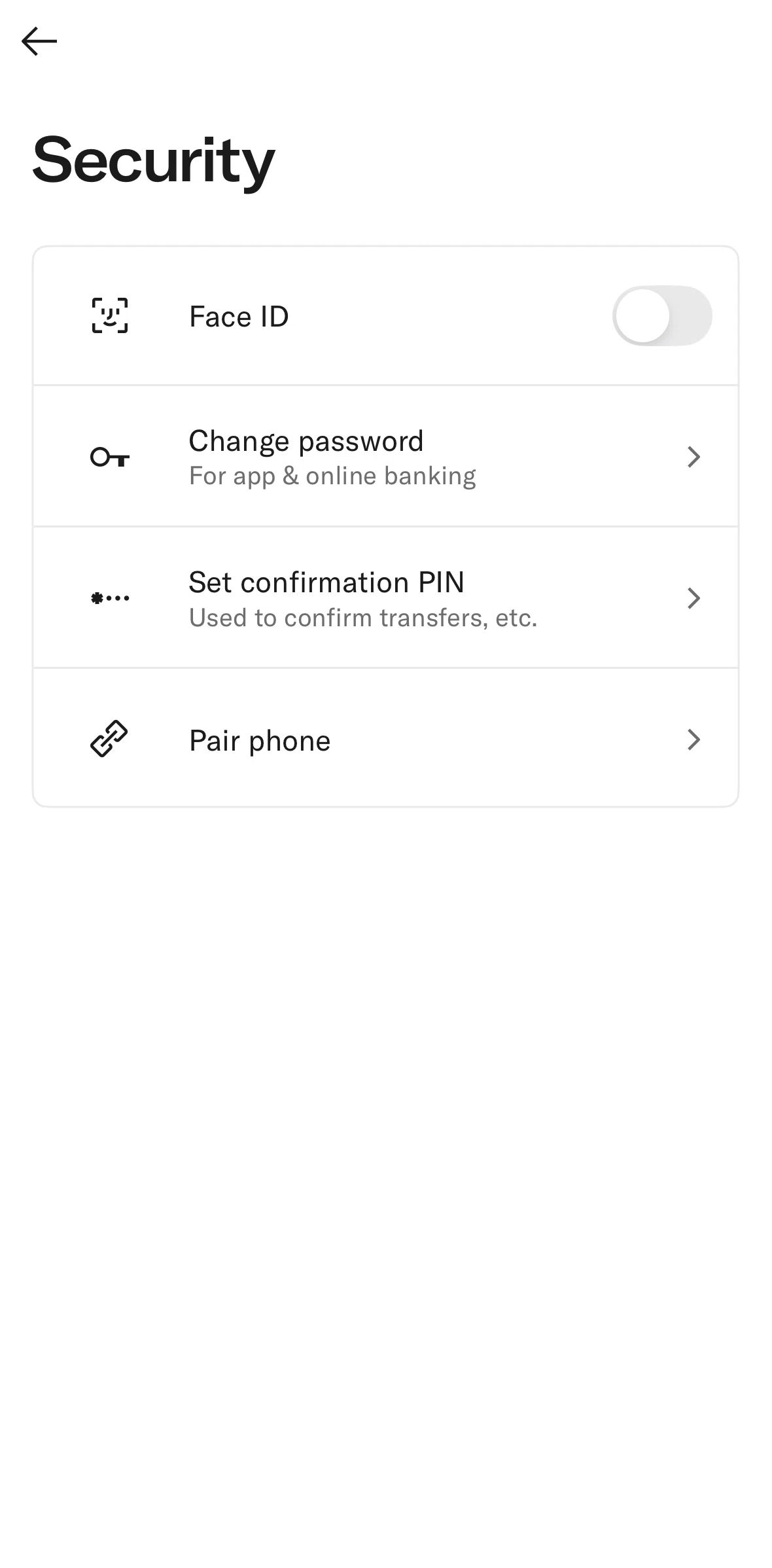 N26 Screen screen in the Change password flow