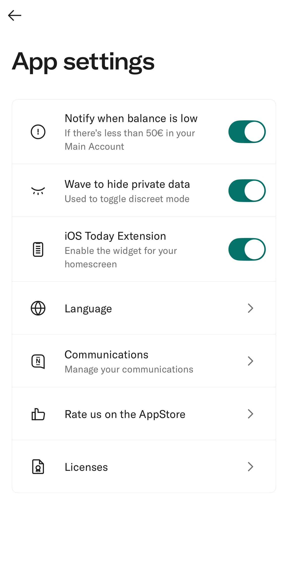 N26 Screen screen in the Changing language flow