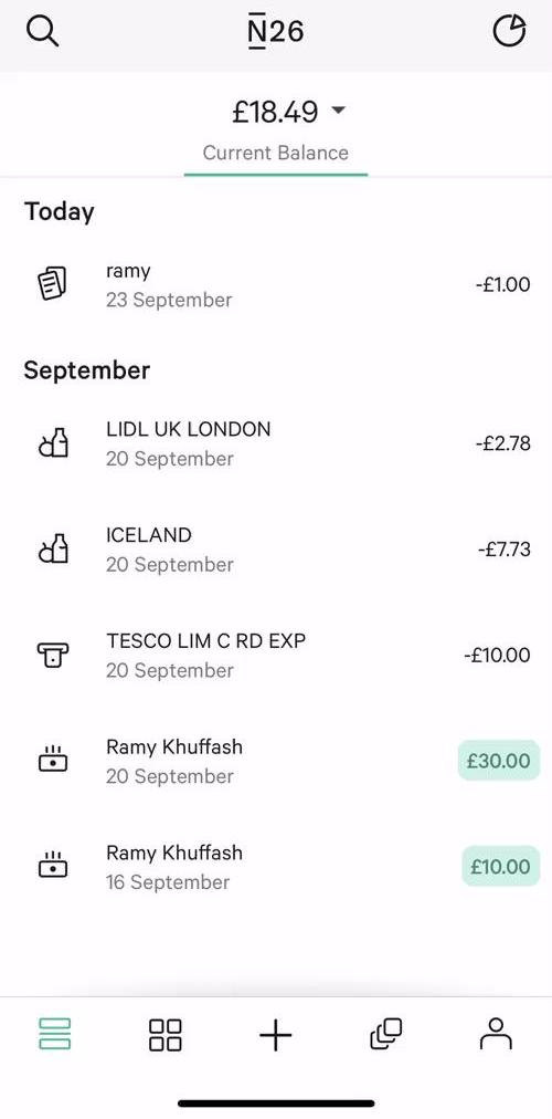 N26 Home feed screen in the Creating A Pot flow