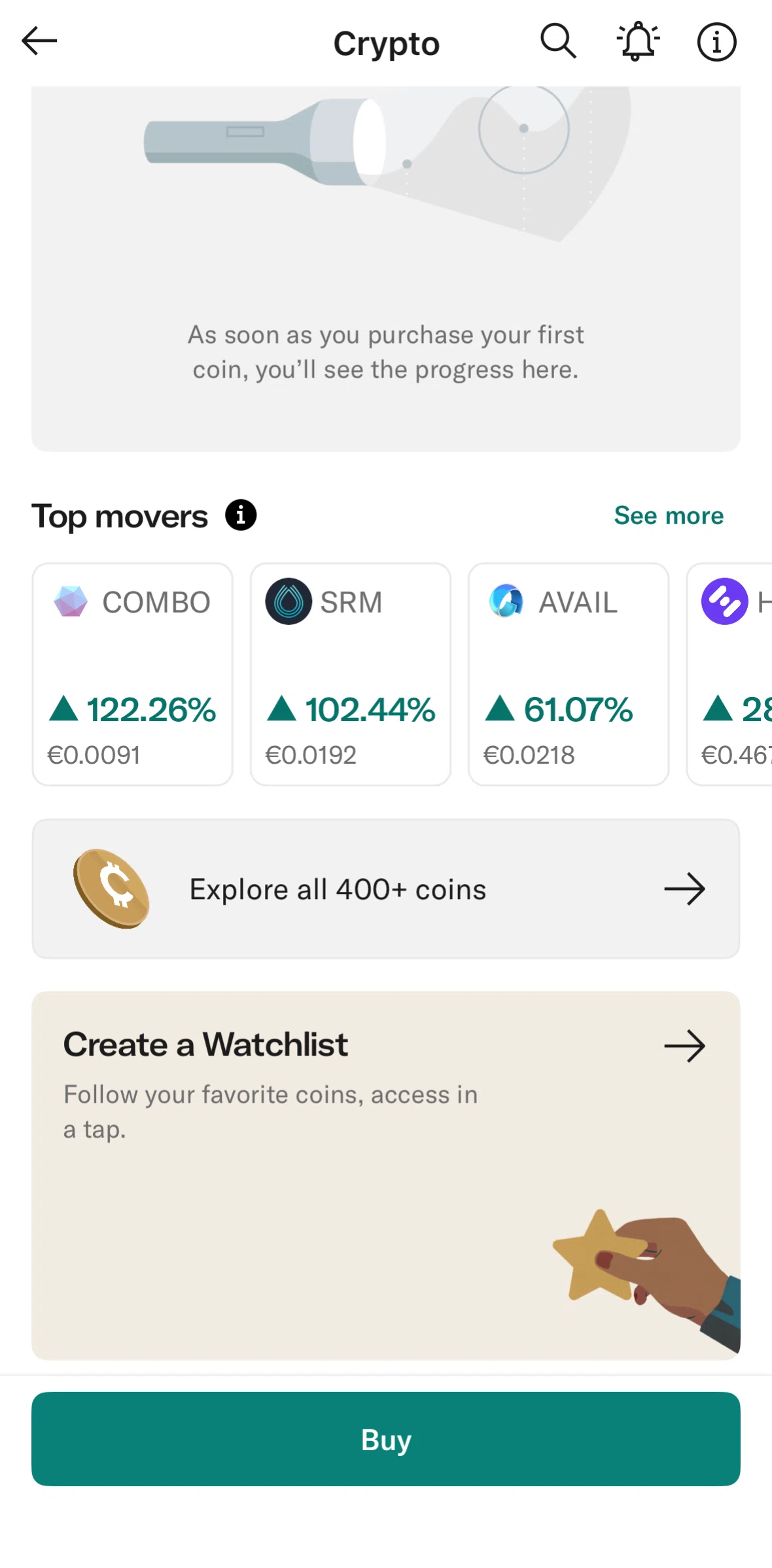 N26 Screen screen in the Creating a watchlist flow