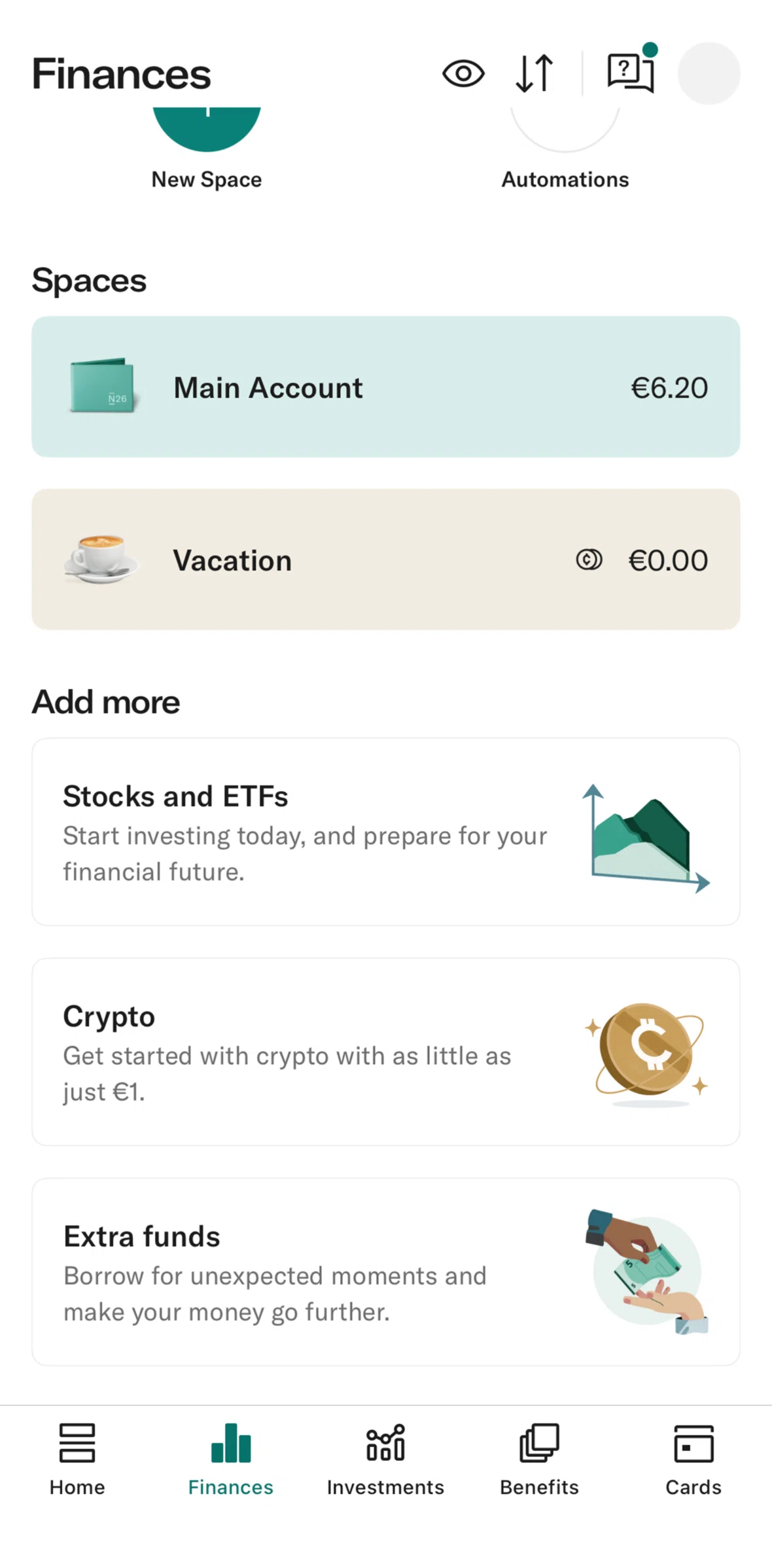 N26 Screen screen in the Crypto flow