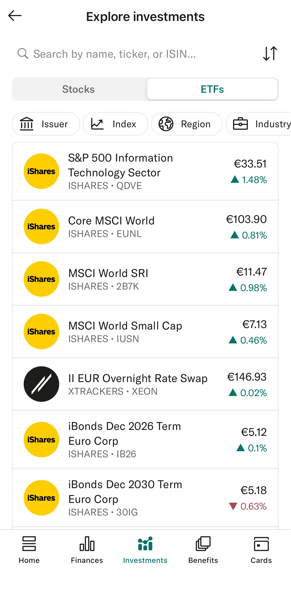 N26 Screen screen in the ETF detail flow