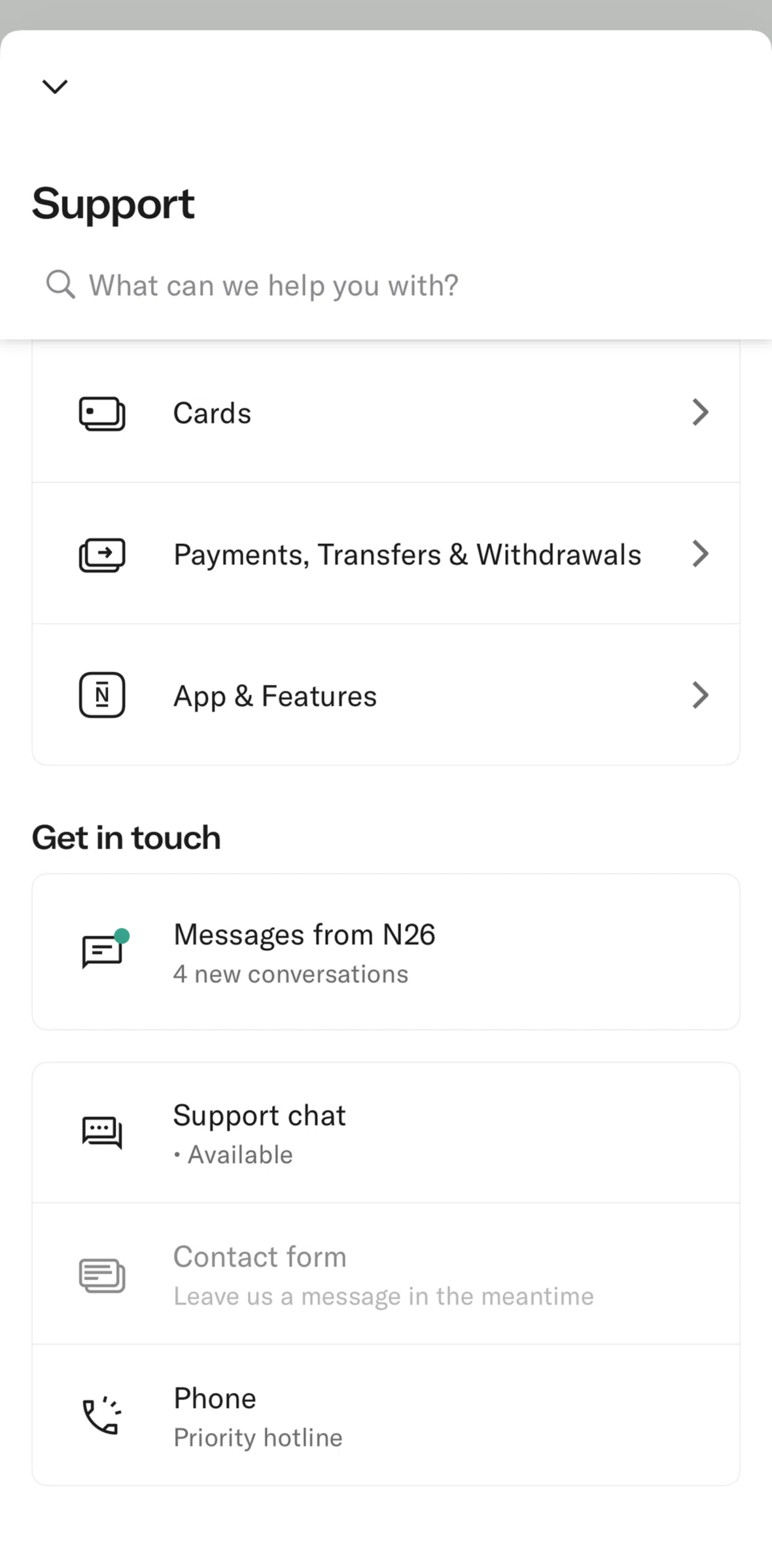 N26 Screen screen in the Inbox flow