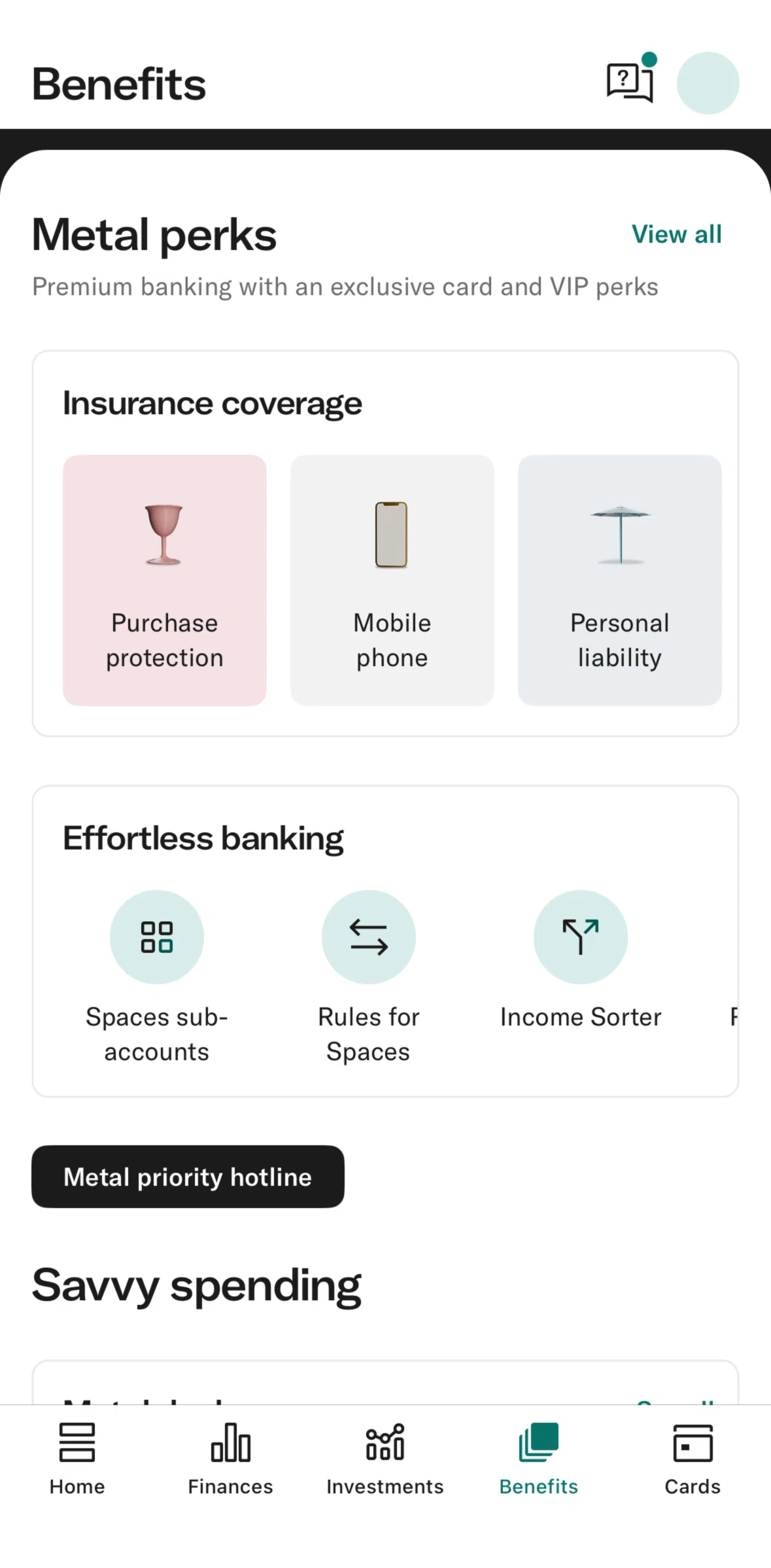 N26 Screen screen in the Membership benefits flow