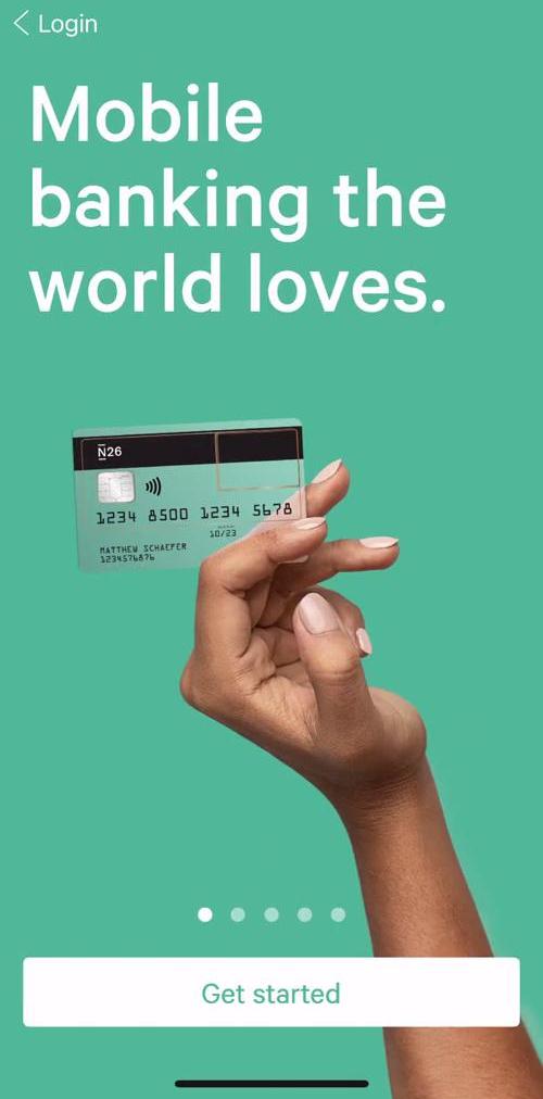 N26 Start screen screen in the Onboarding flow
