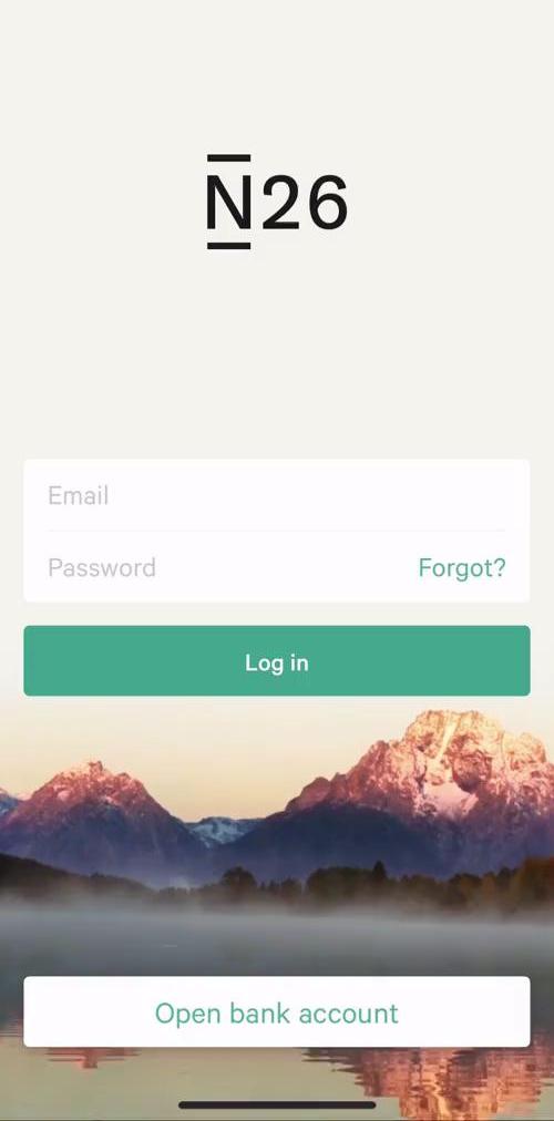 N26 Login screen in the Password Reset flow
