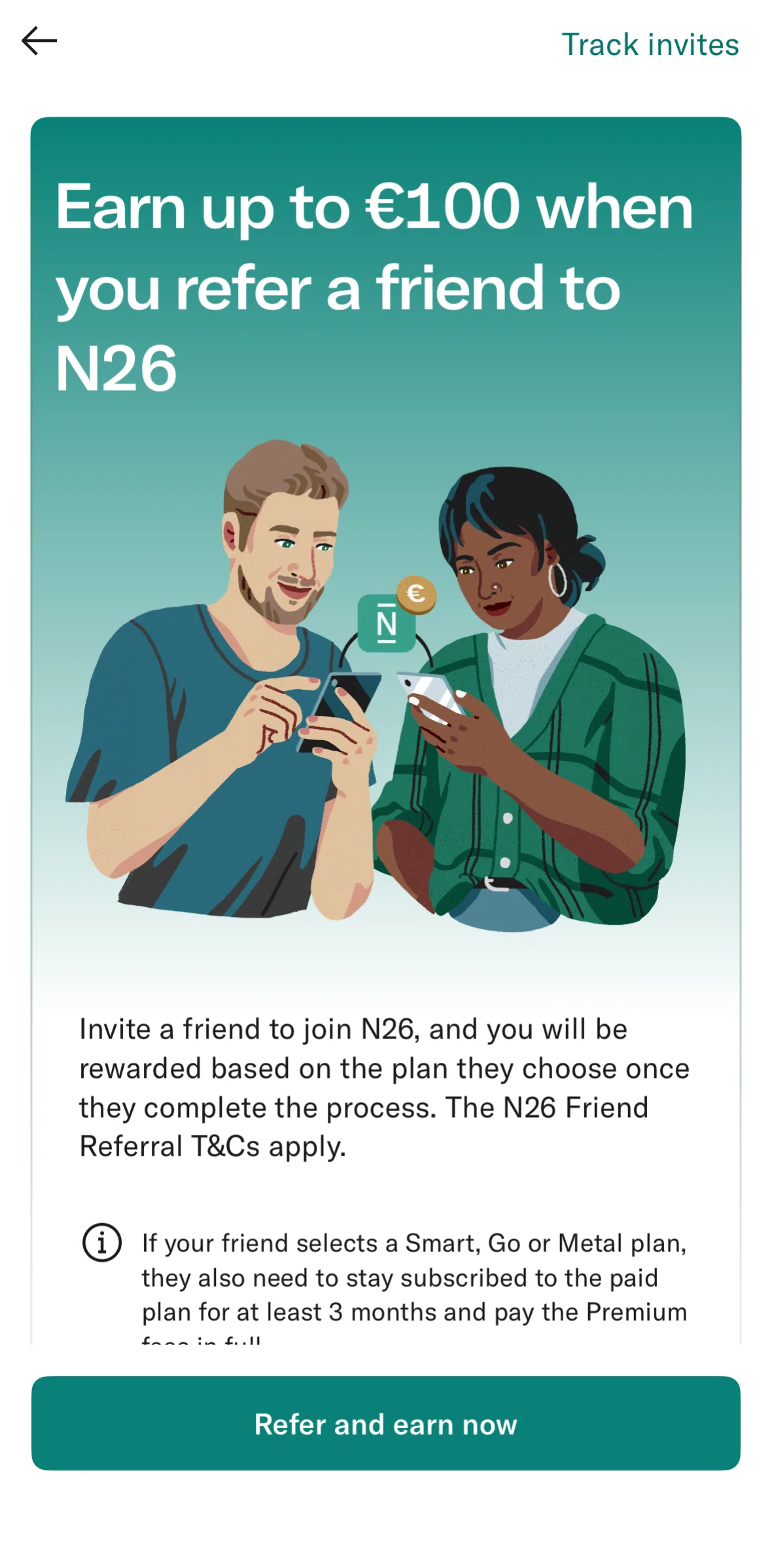 N26 Screen screen in the Referral progress flow