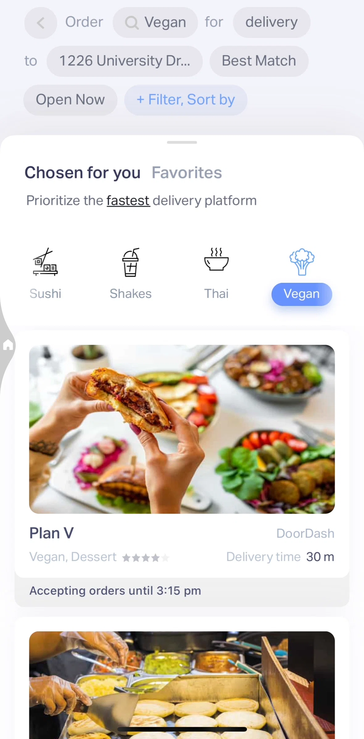 Natural AI Screen screen in the Favorites flow