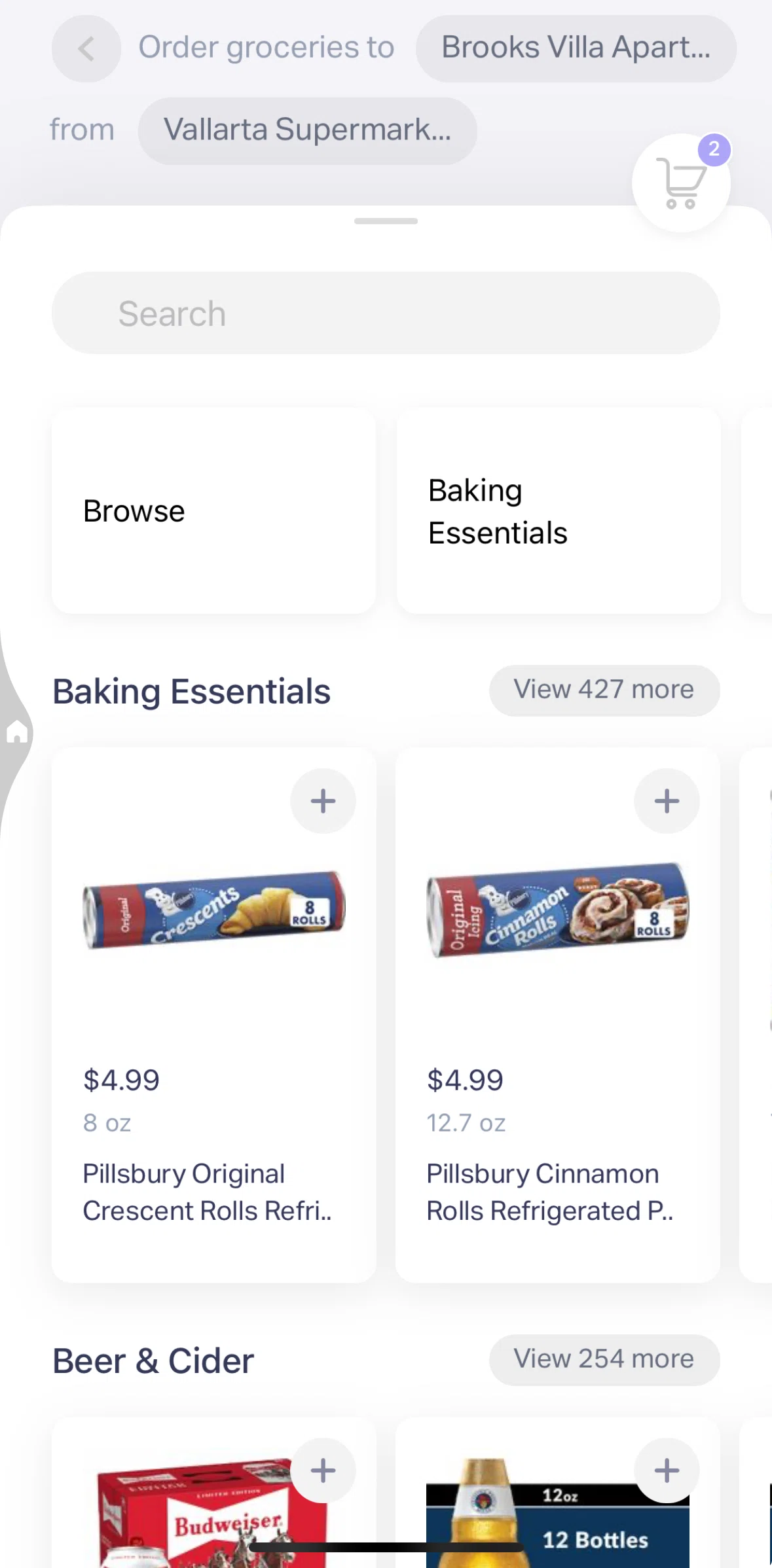 Natural AI Screen screen in the Grocery cart flow