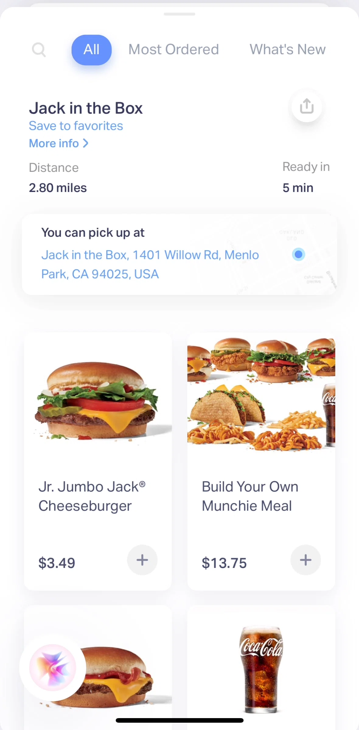 Natural AI Screen screen in the Saving a restaurant to favorites flow