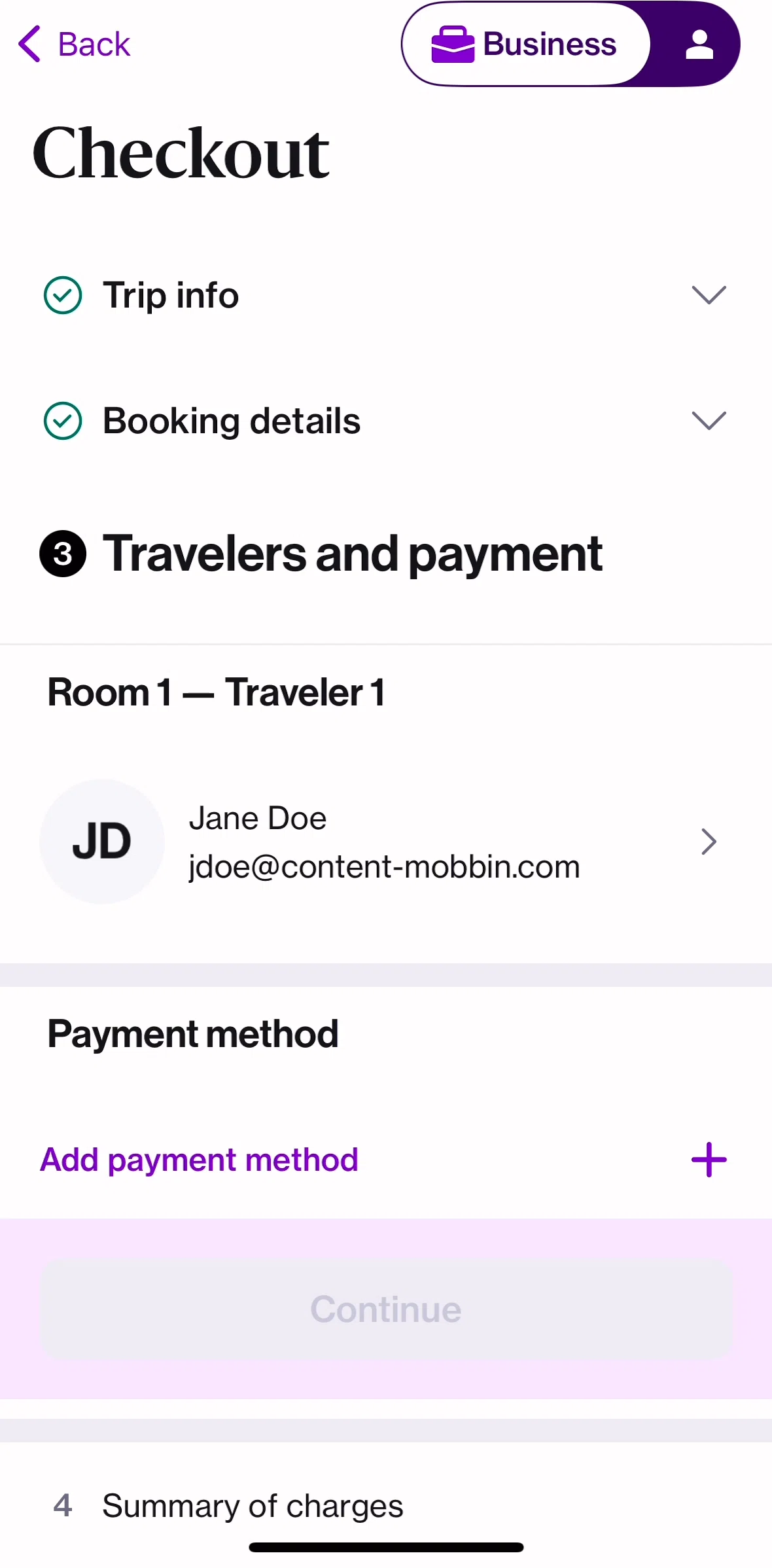 Navan Screen screen in the Adding payment method flow