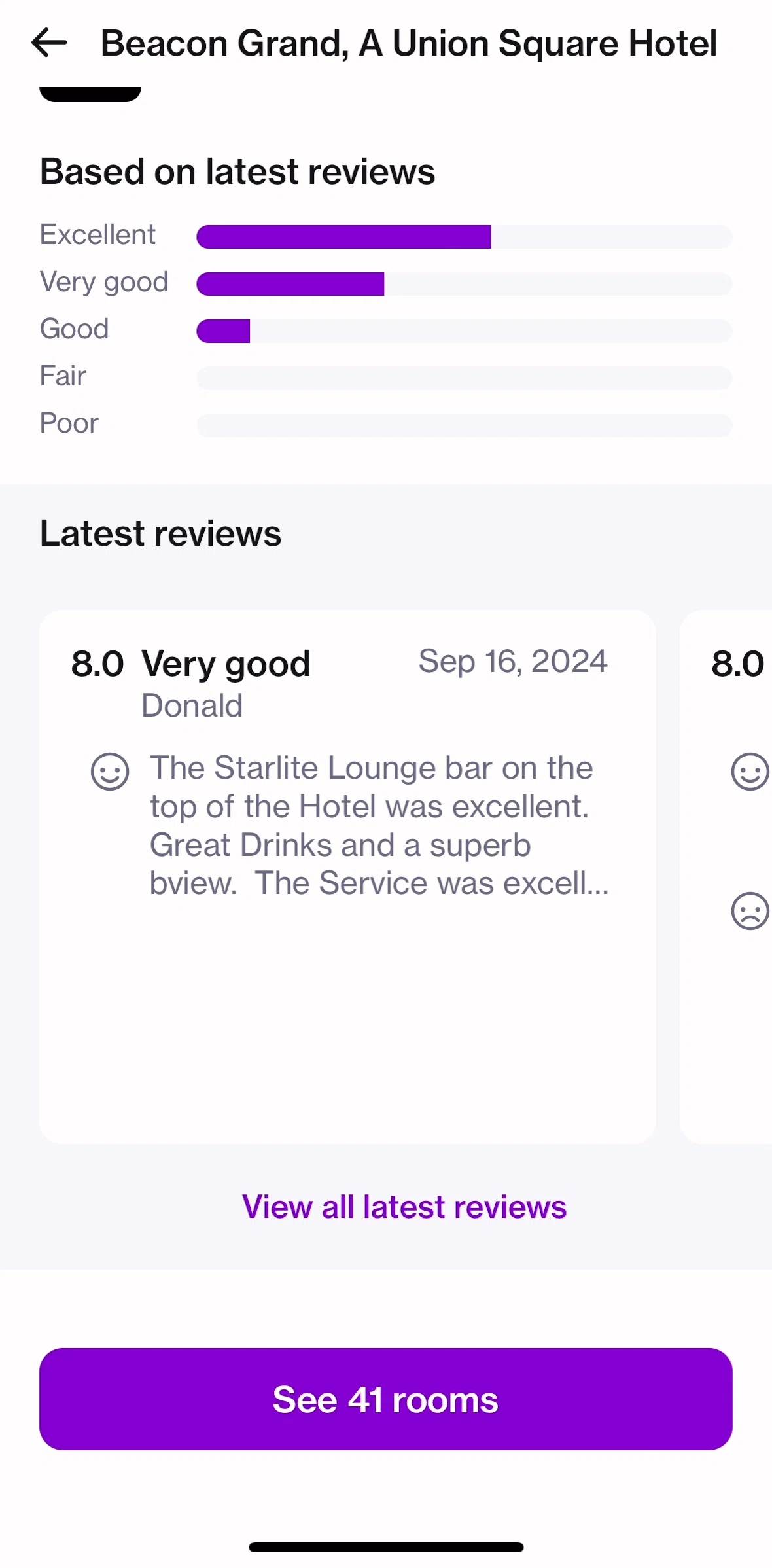 Navan Screen screen in the Latest reviews flow