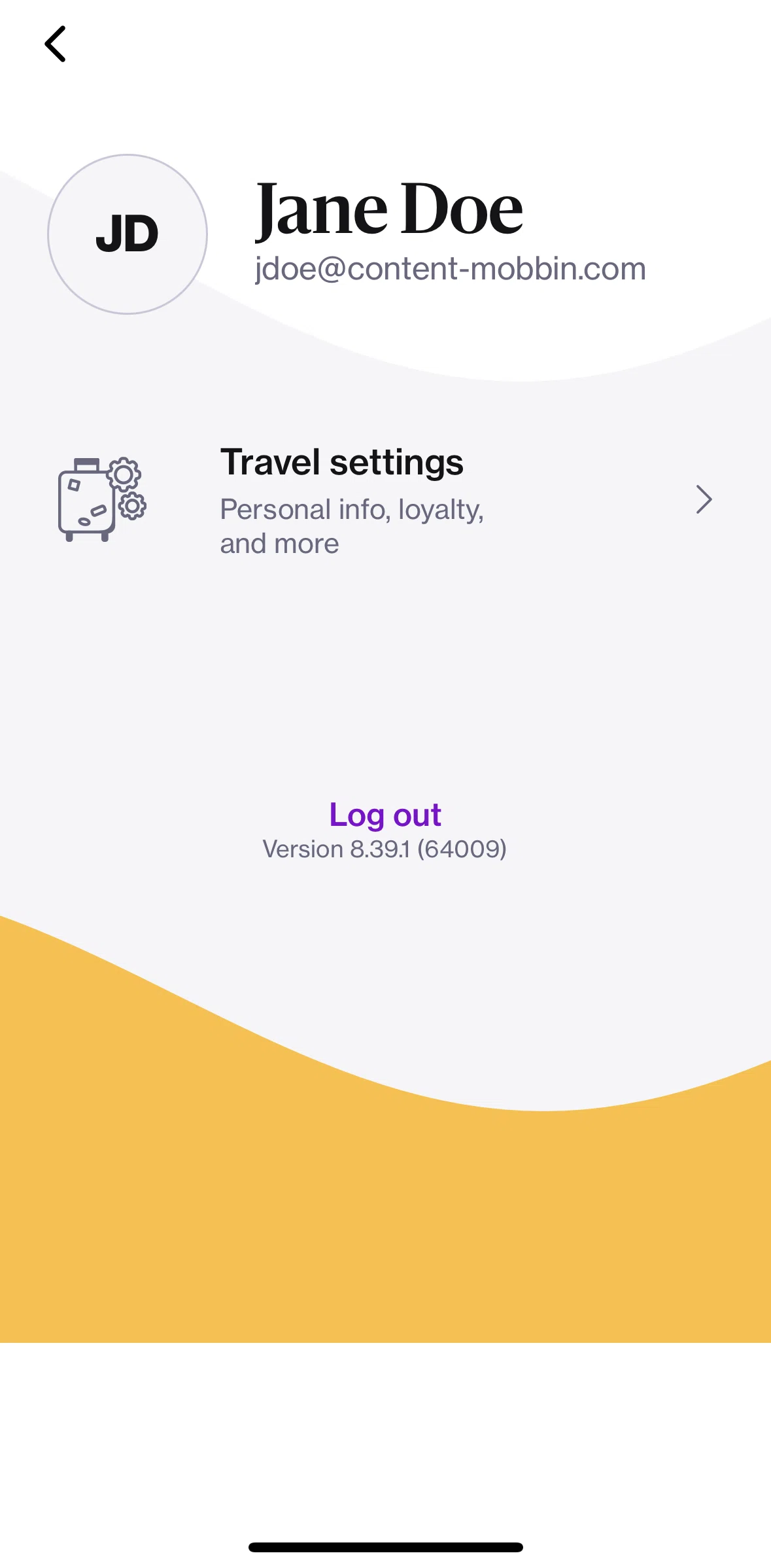 Navan Screen screen in the Travel settings flow