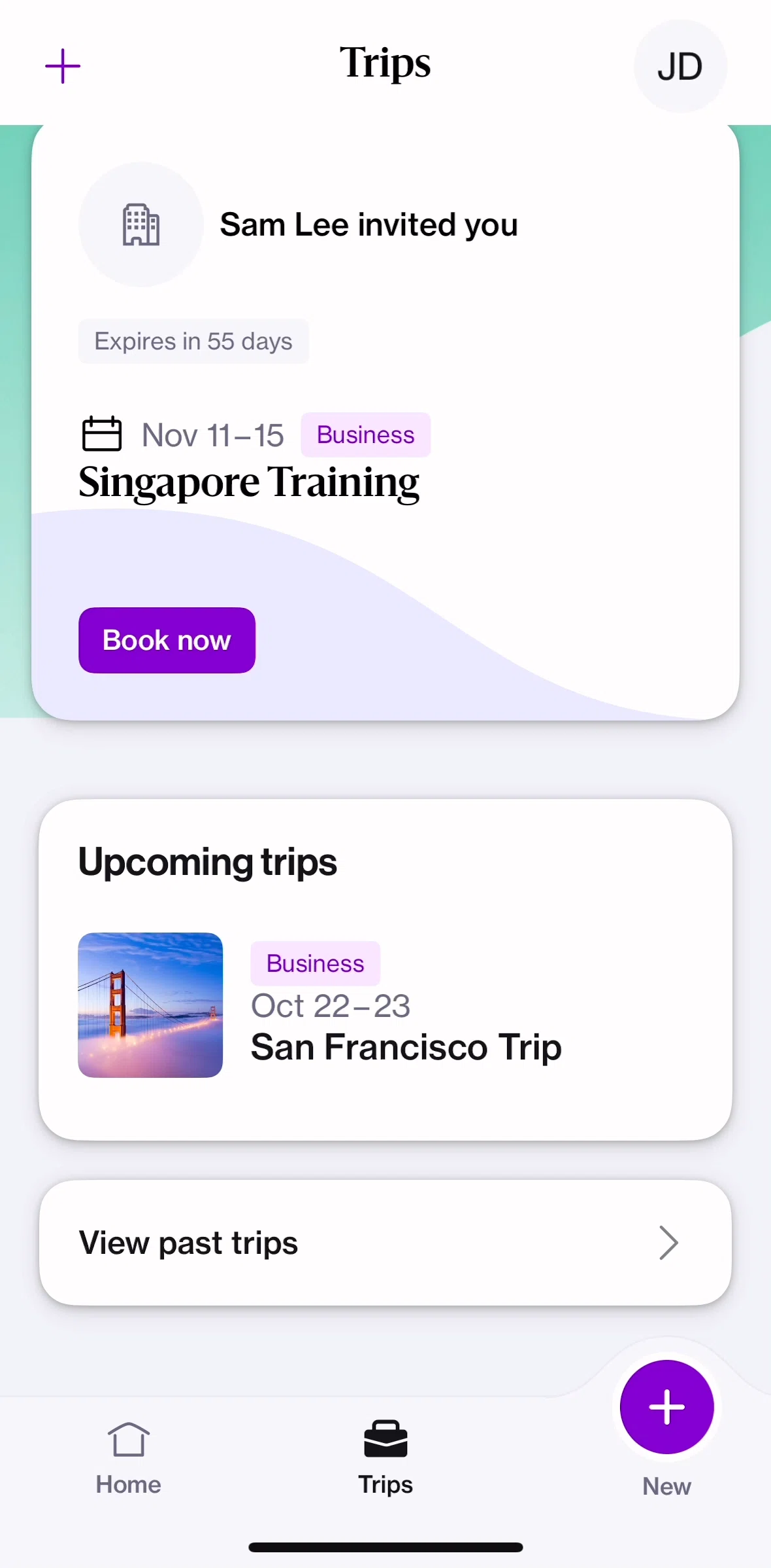 Navan Screen screen in the Upcoming trip detail flow