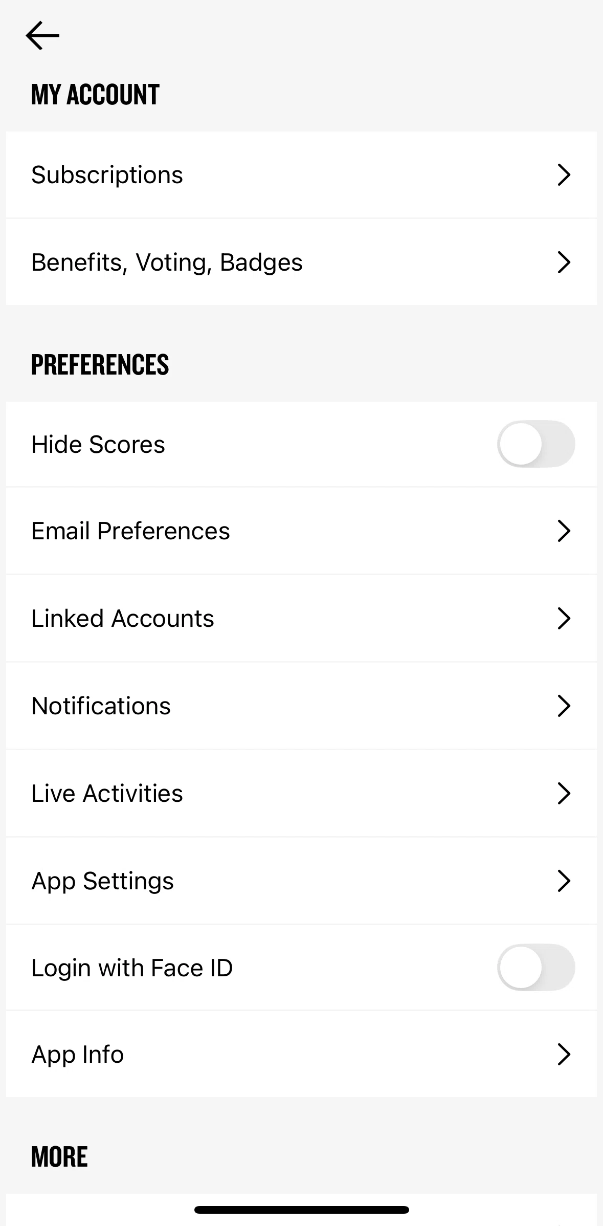 NBA Screen screen in the App info flow