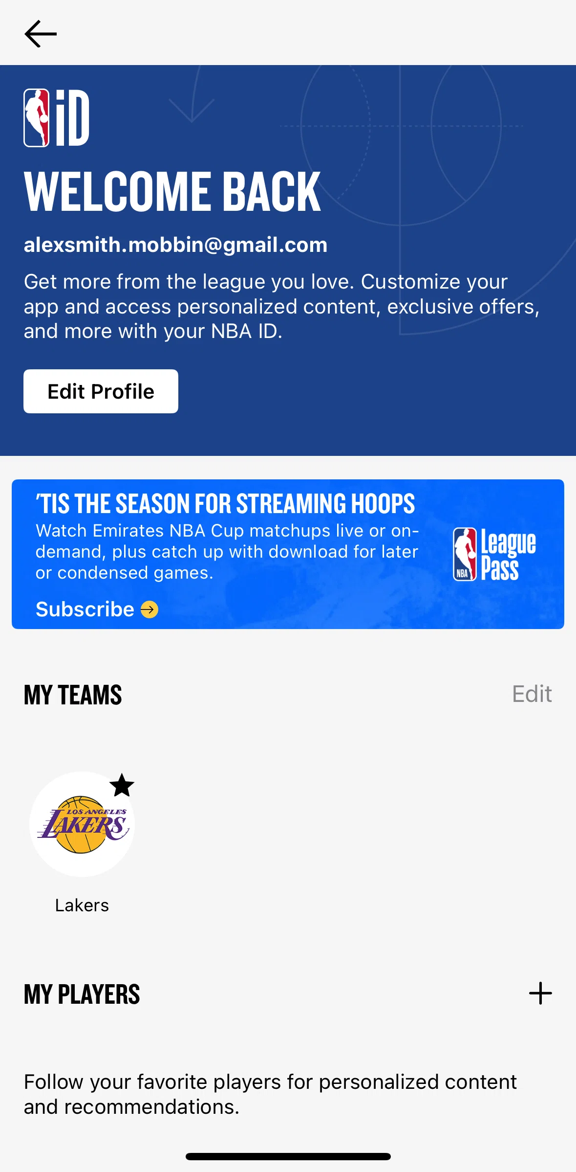 NBA Screen screen in the Changing password flow