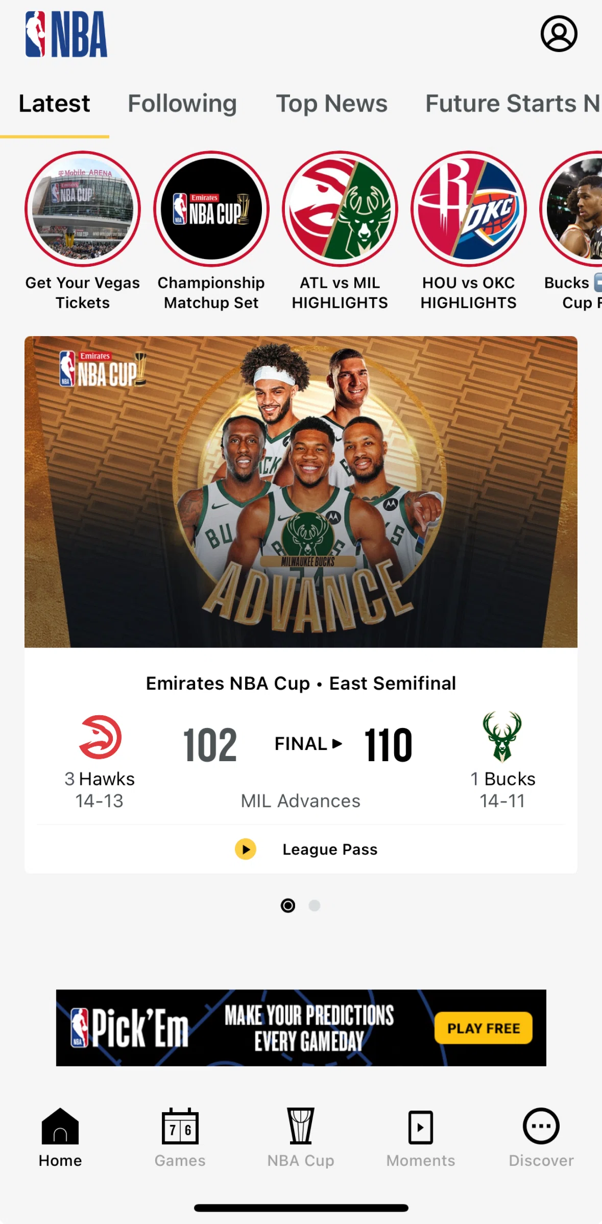 NBA Screen screen in the Games flow