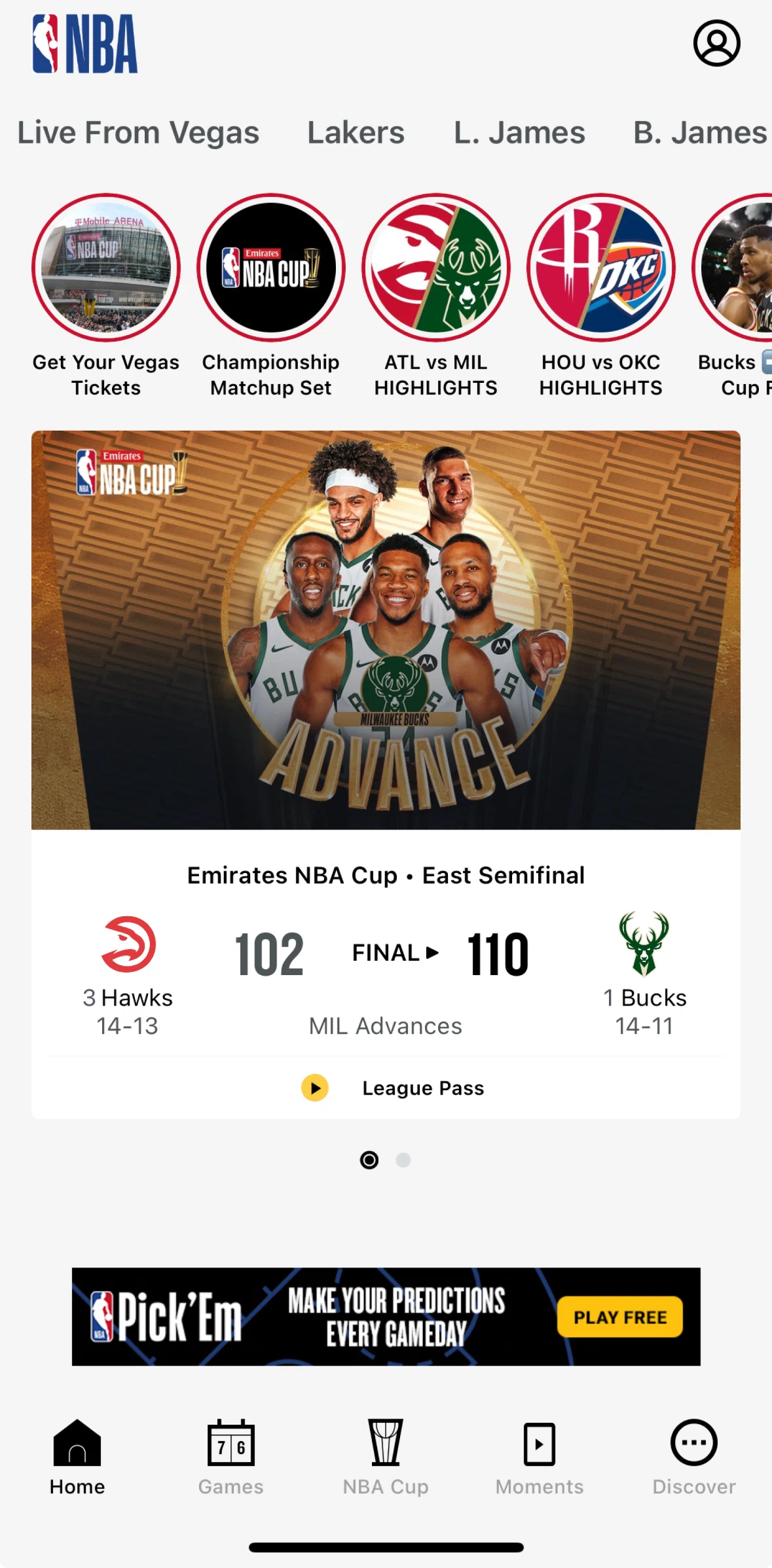NBA Screen screen in the LeBron James flow