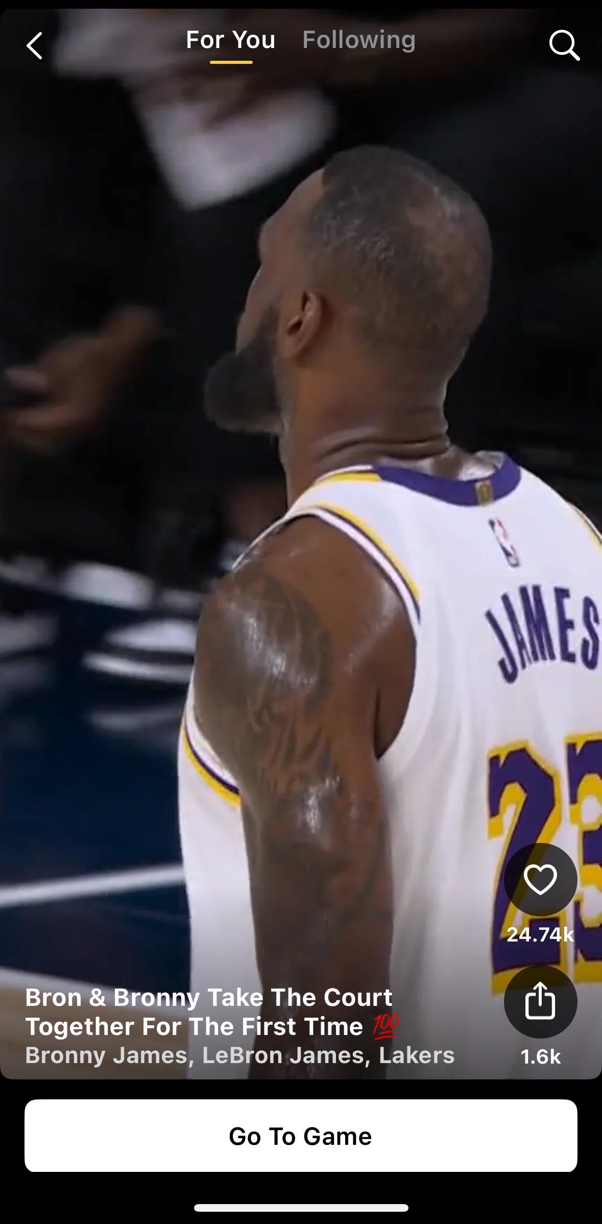 NBA Screen screen in the Liking a moment flow