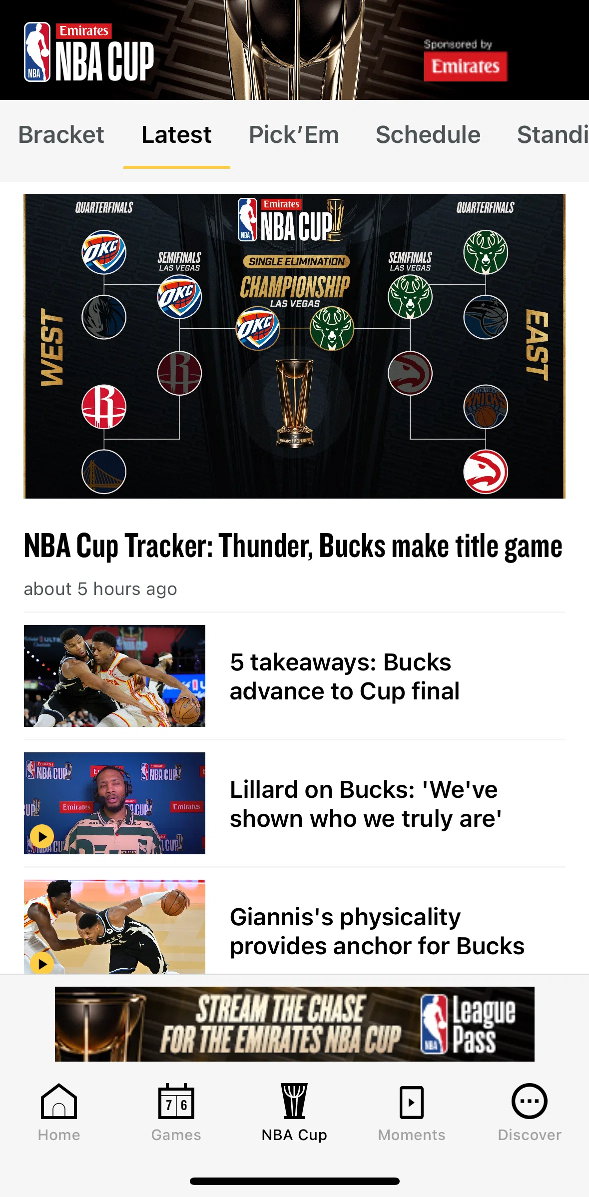 NBA Screen screen in the News detail flow